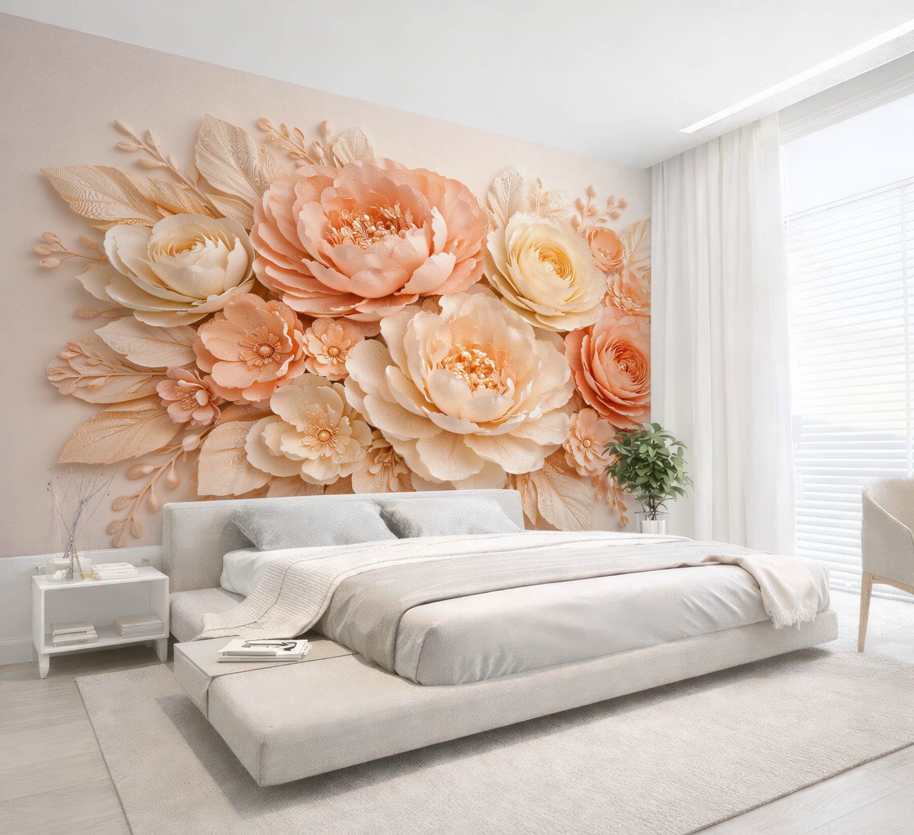 Fototapet Flori pudrate în relief elegant
