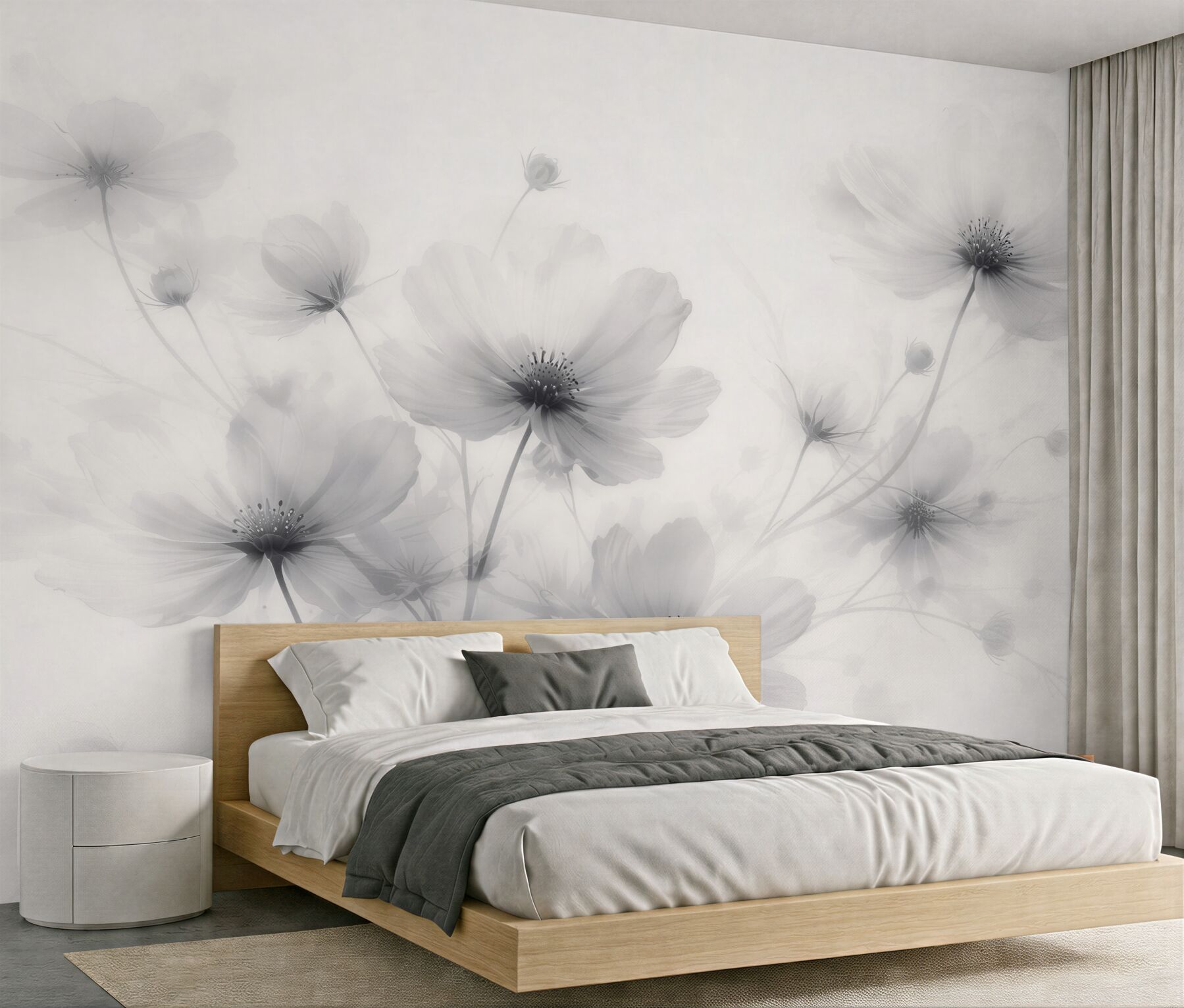 Fototapet Flori delicate în ceața gri