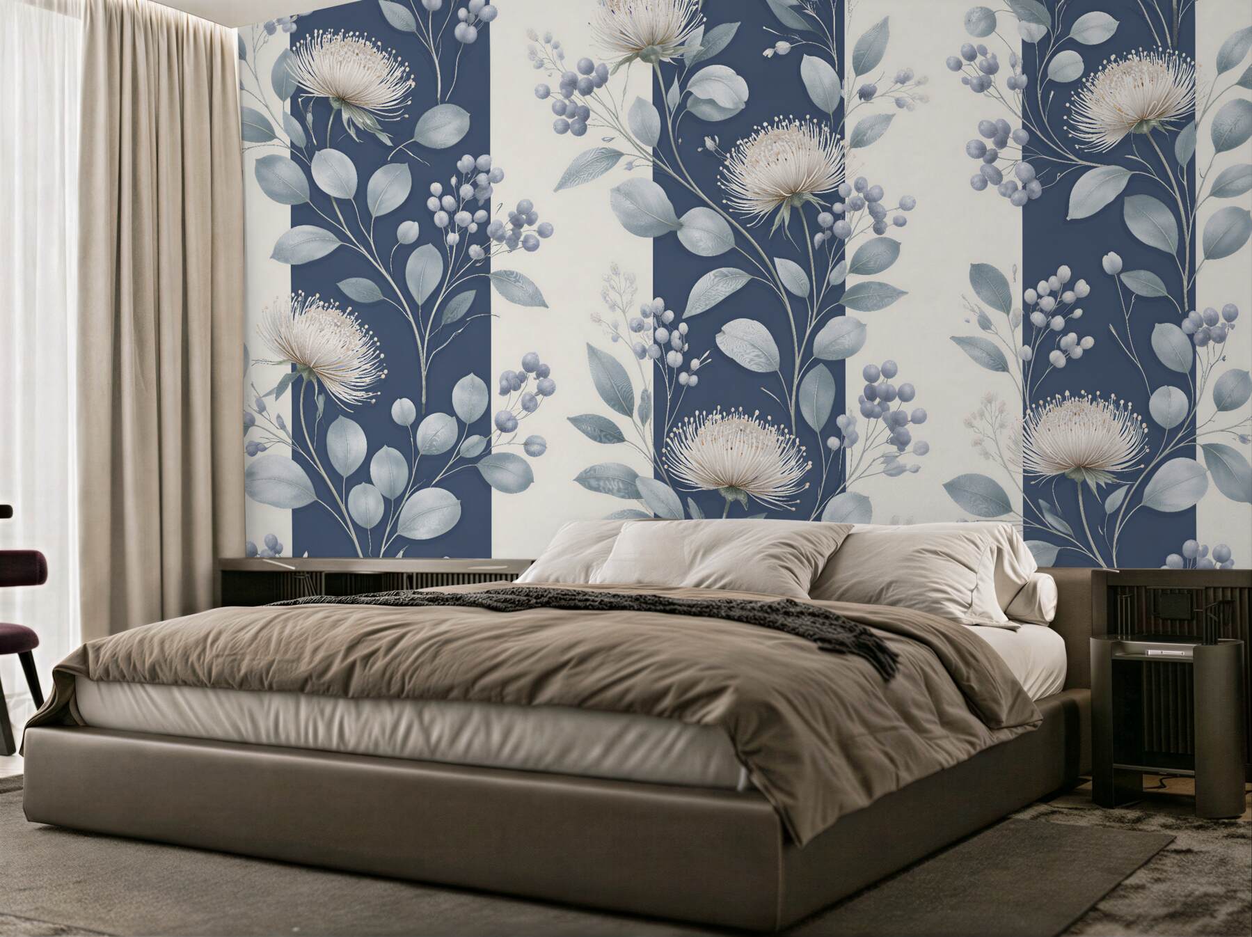 Fototapet Dungi bleumarin cu model floral
