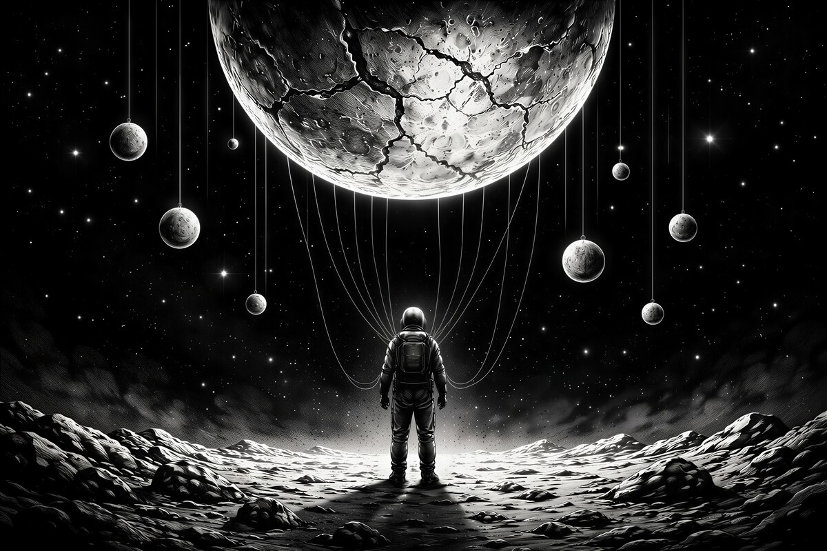 Fototapet Călător cosmic sub planete