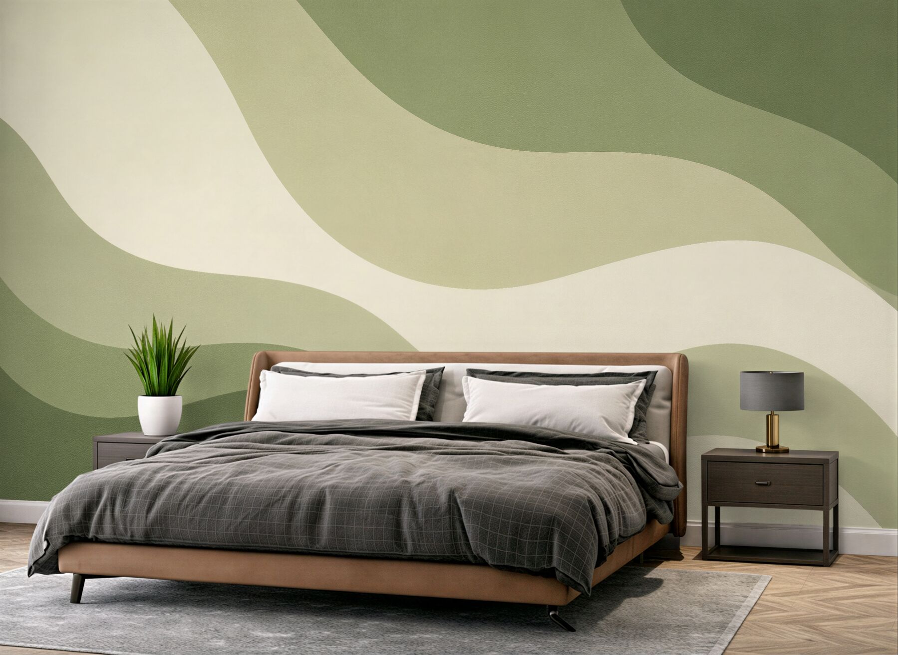 Fototapet Valuri verzi în stil minimalist