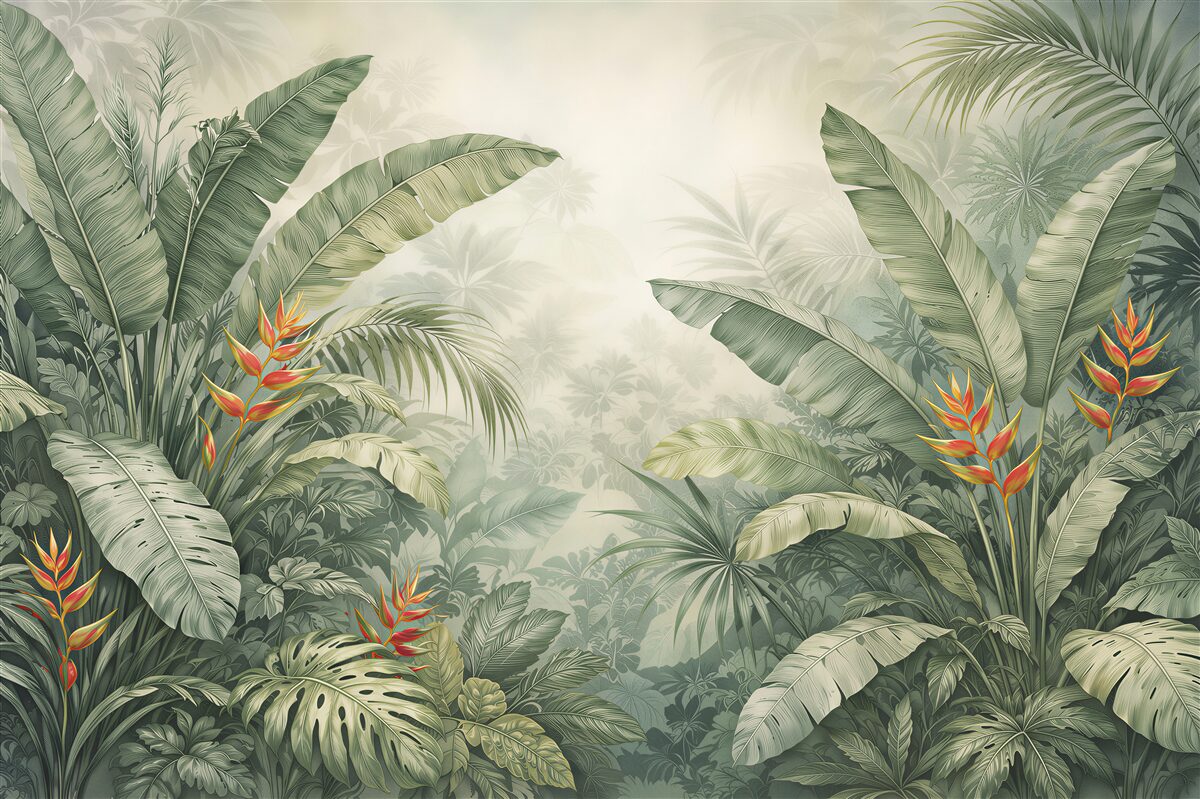 Fototapet Junglă tropicală cu heliconia