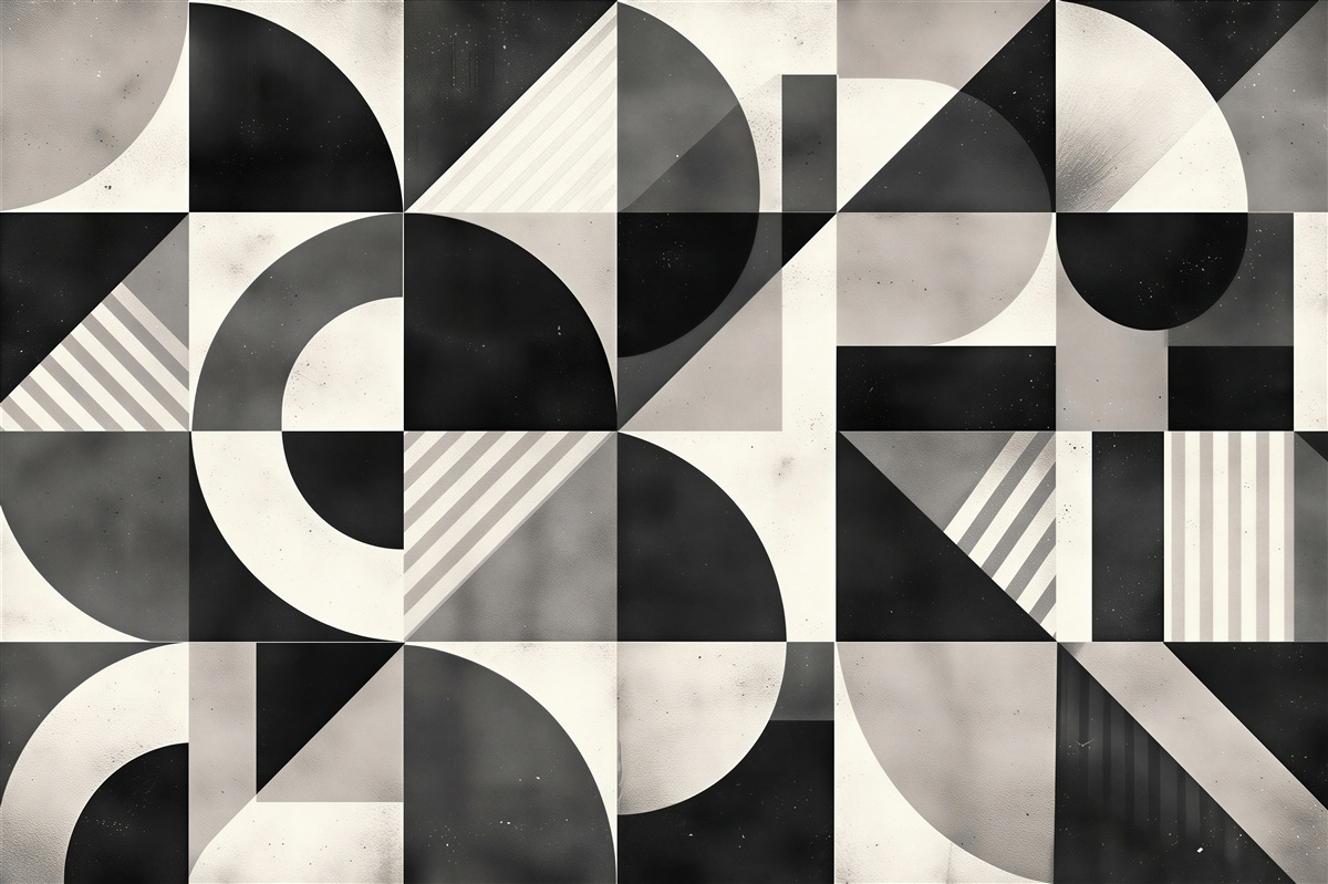 Fototapet Mozaic geometric în alb și negru