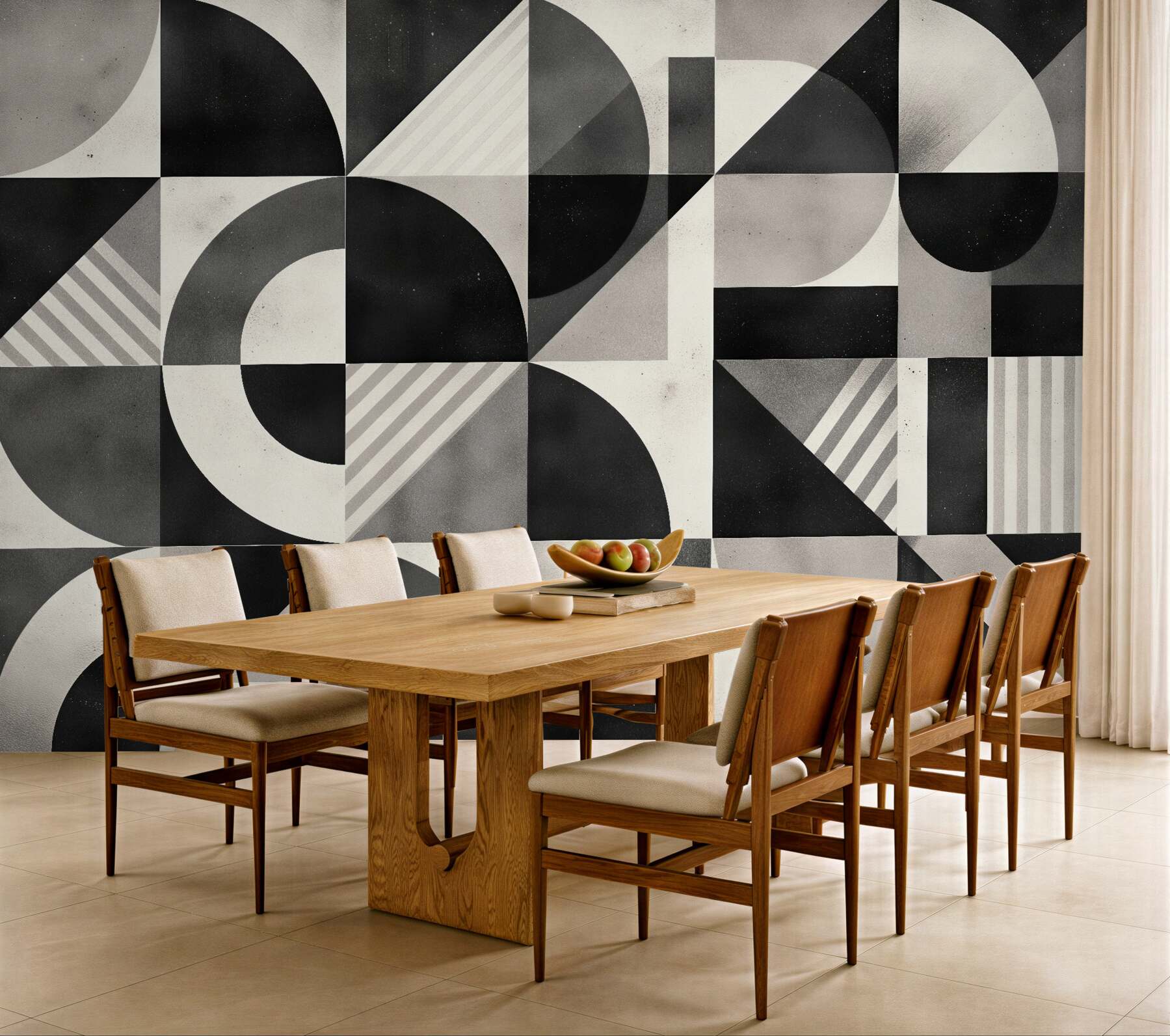 Fototapet Mozaic geometric în alb și negru