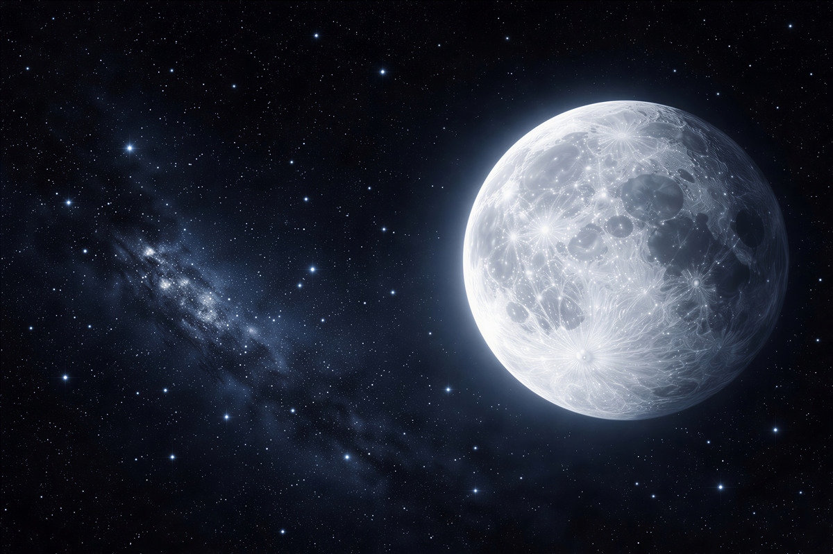 Fototapet Lună strălucitoare printre stele