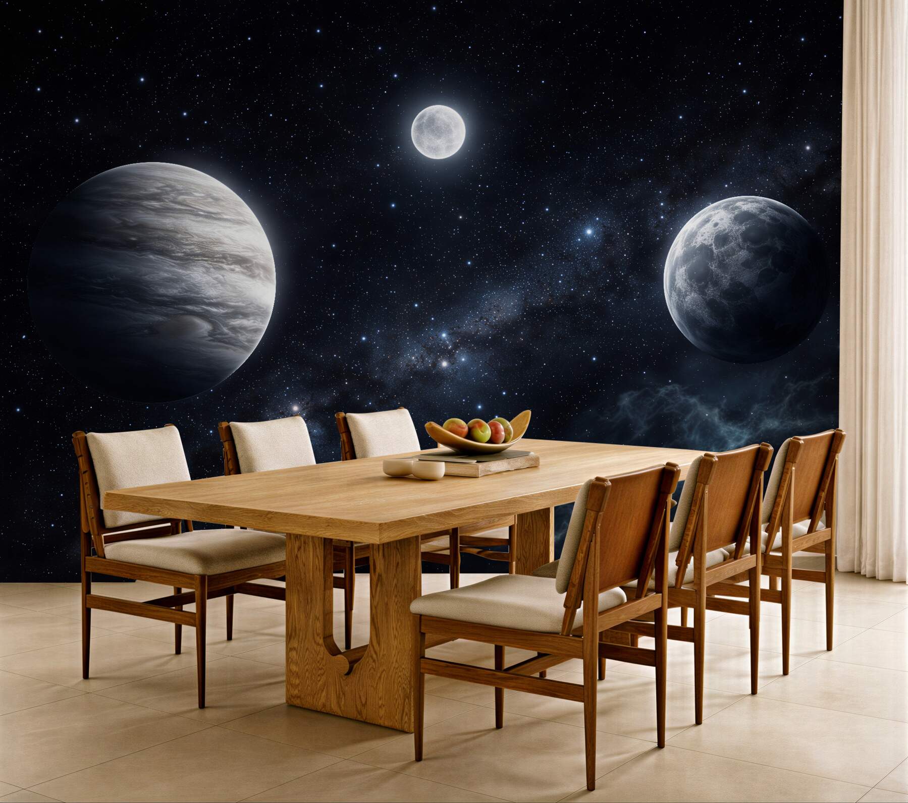Fototapet Trei planete în cosmosul nocturn