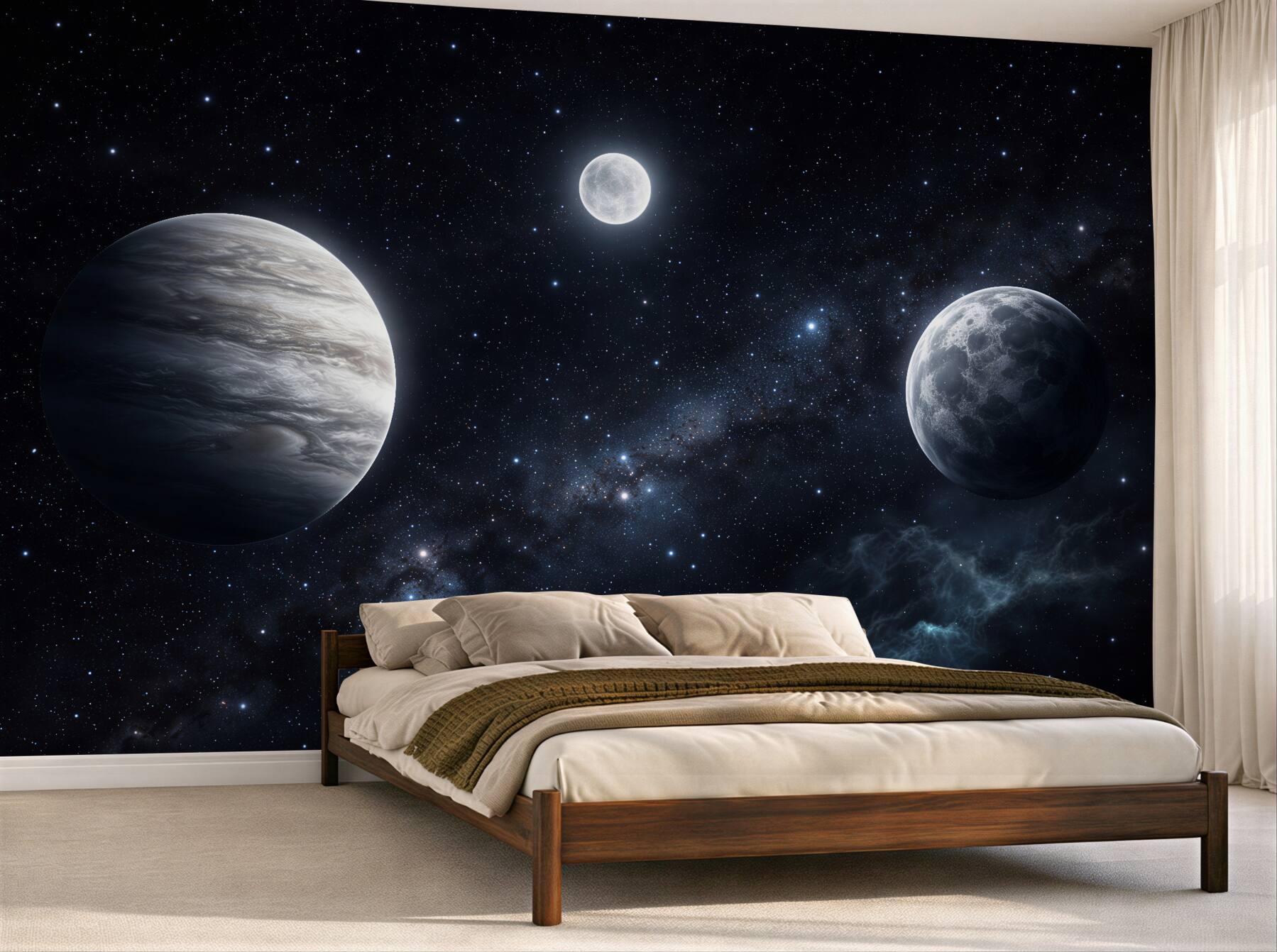 Fototapet Trei planete în cosmosul nocturn