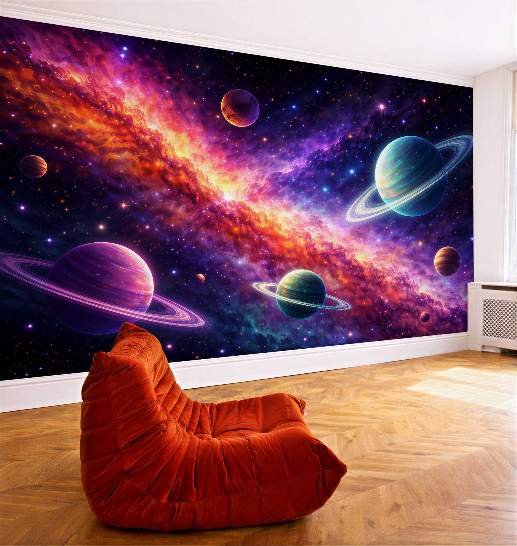 Fototapet Planete colorate în adâncul galaxiei