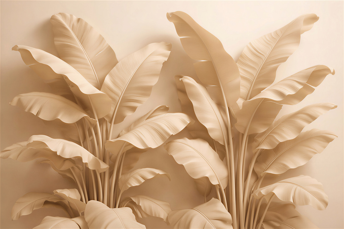 Fototapet Frunze tropicale bej 3D