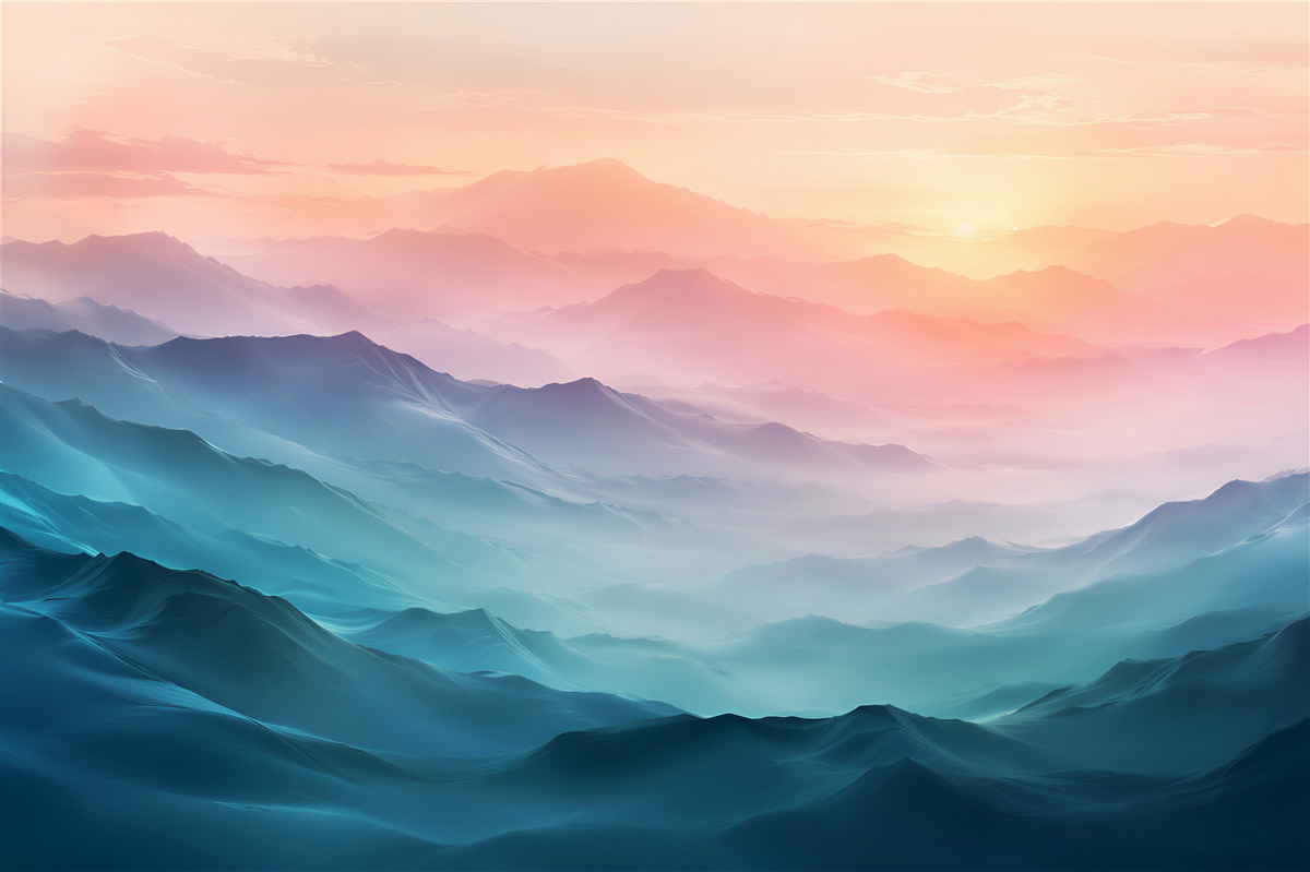 Fototapet Munți pastel la ivirea zorilor