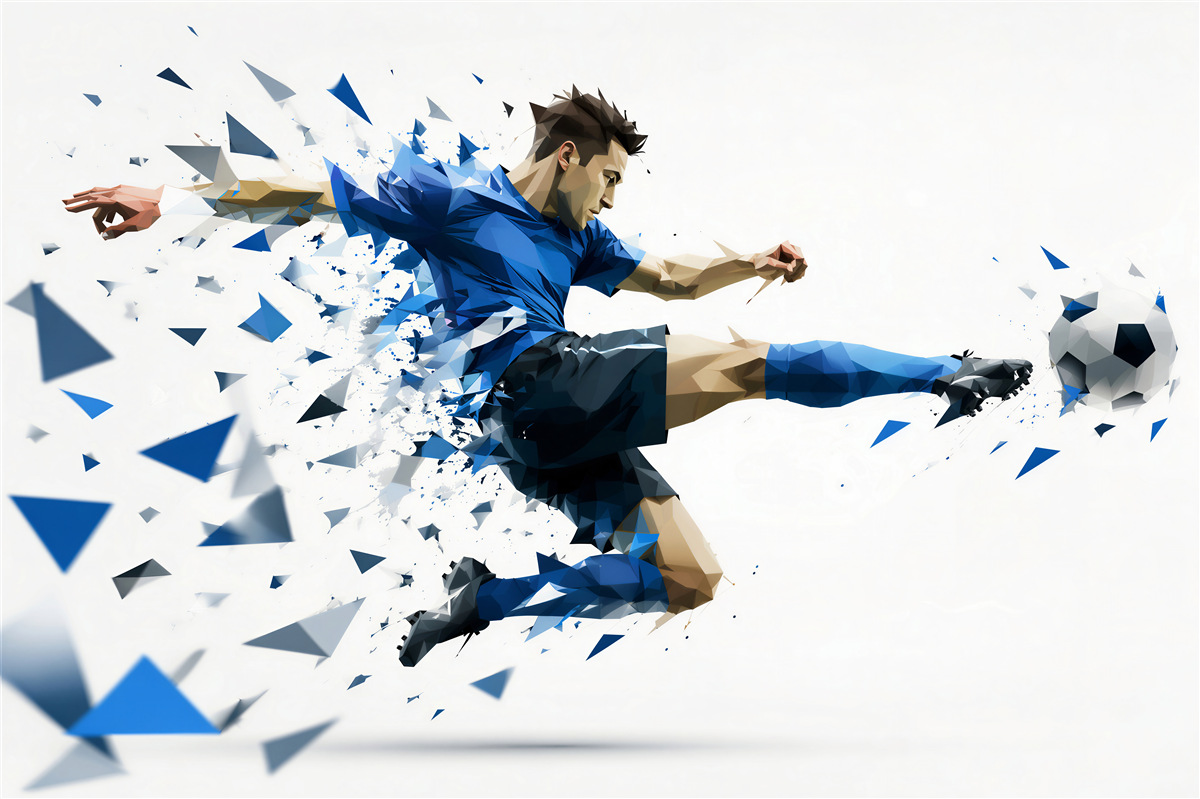 Fototapet Fotbalist dinamic în stil geometric