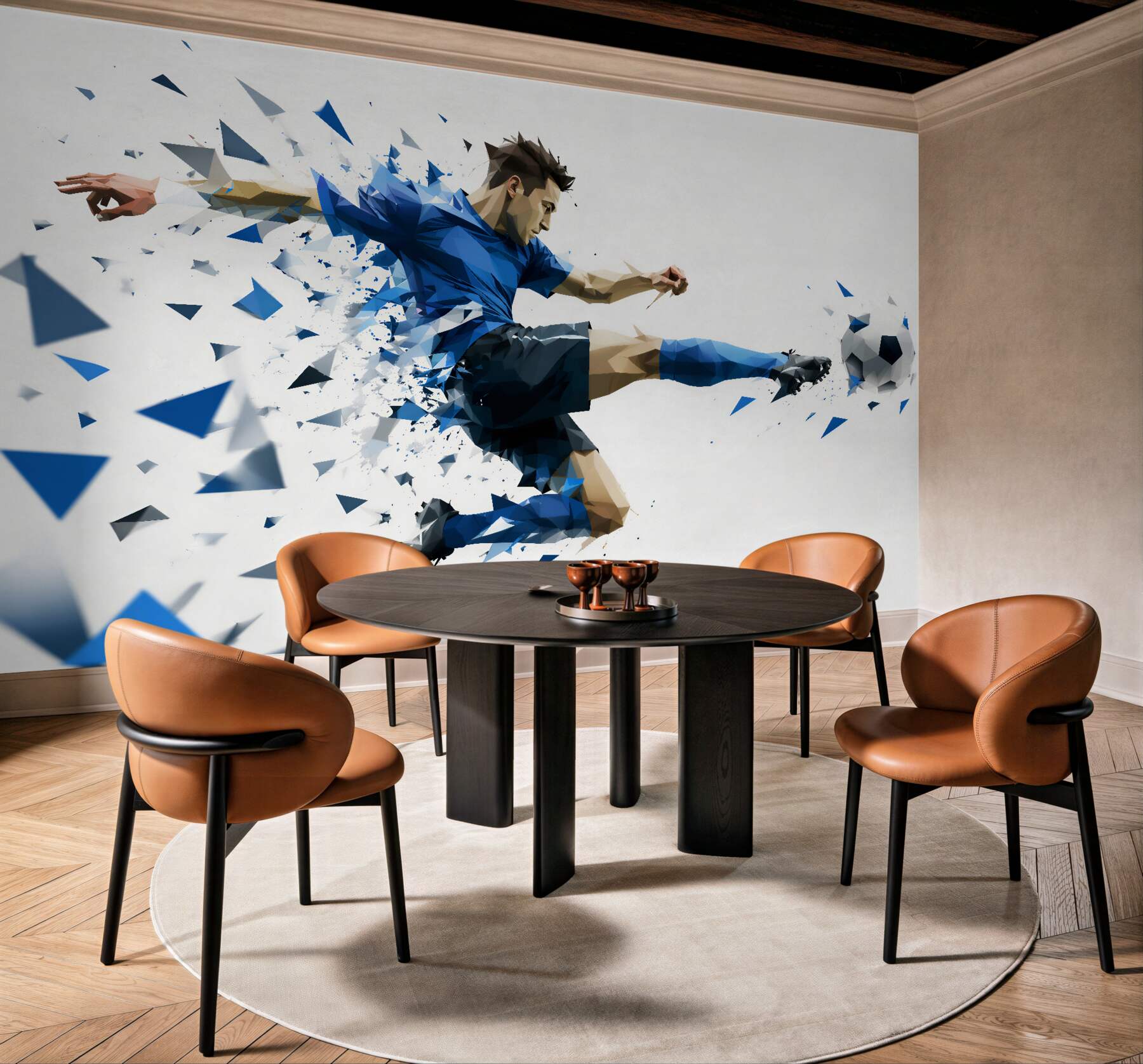 Fototapet Fotbalist dinamic în stil geometric