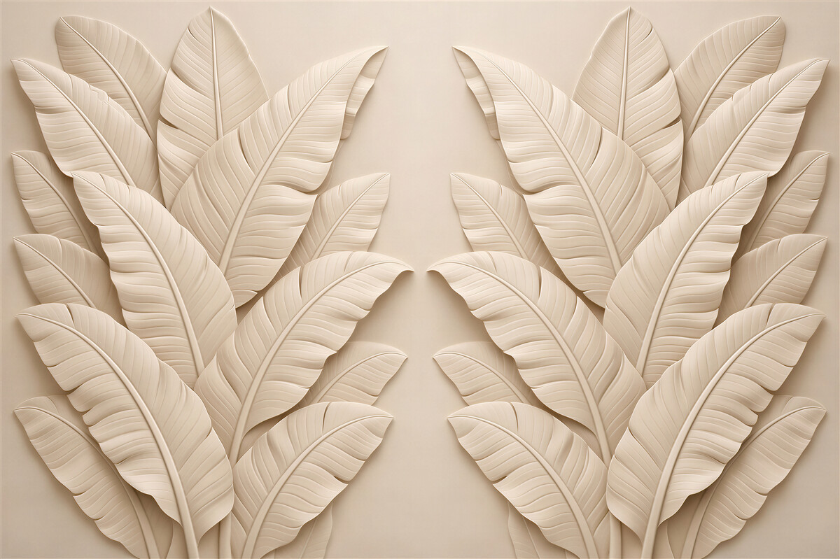 Fototapet Frunze bej în relief elegant