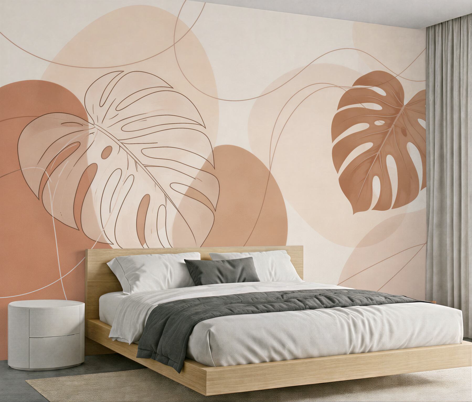 Fototapet Frunze minimaliste de monstera bej