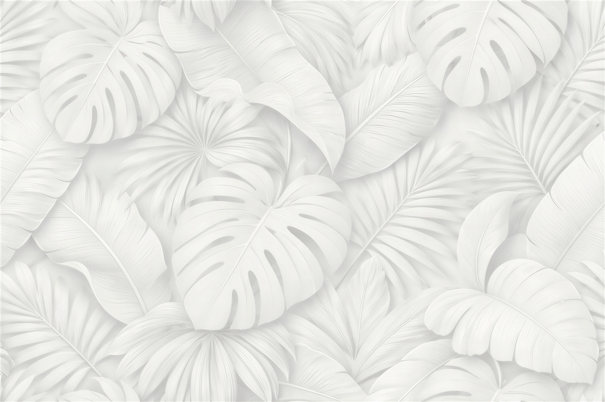 Fototapet Frunze tropicale albe 3D