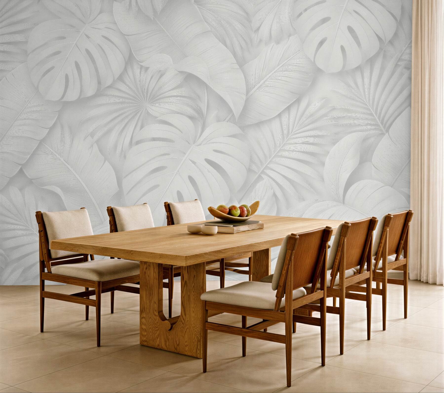 Fototapet Frunze tropicale albe 3D