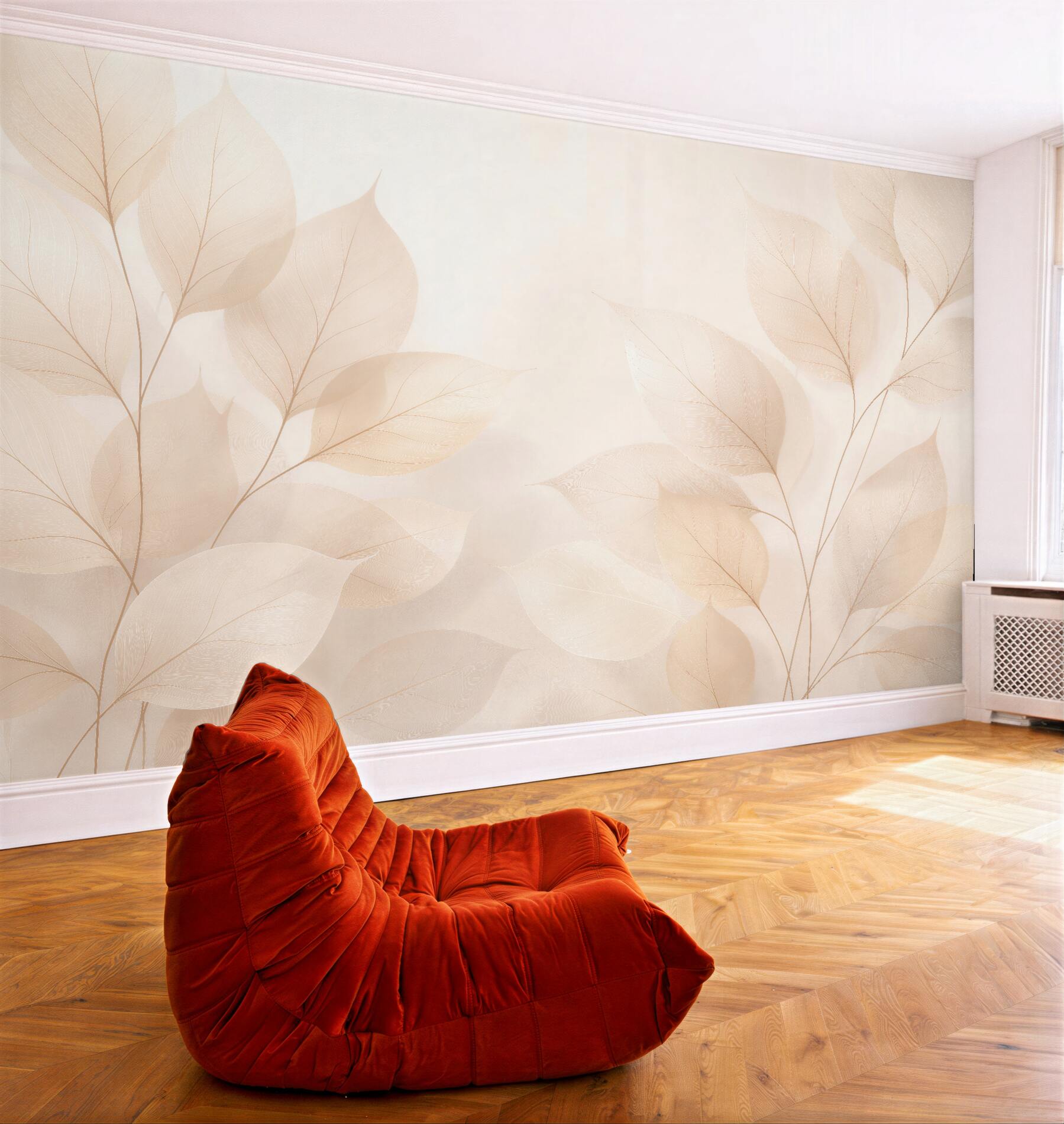 Fototapet Frunze bej delicate