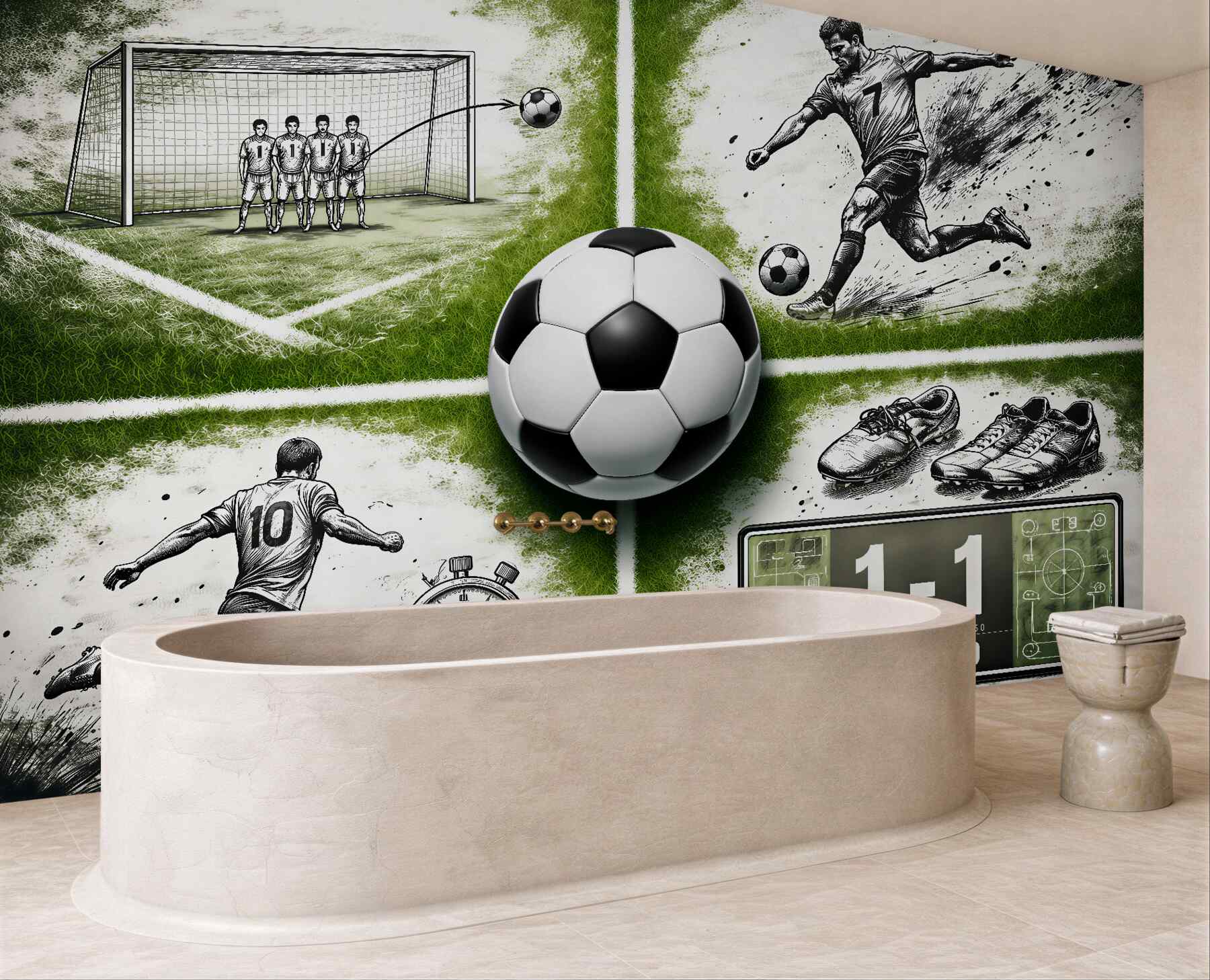 Fototapet Pasiune fotbalistică pe gazon