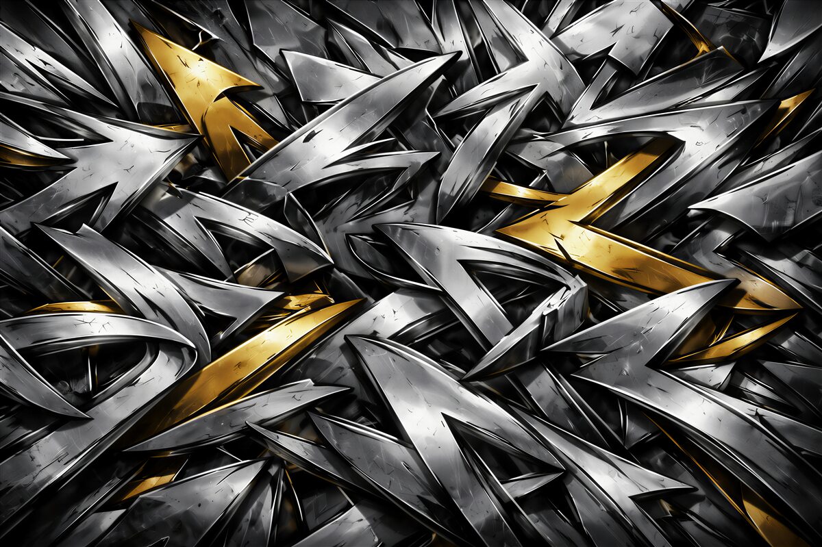 Fototapet Abstracție metalică aurie-argintie