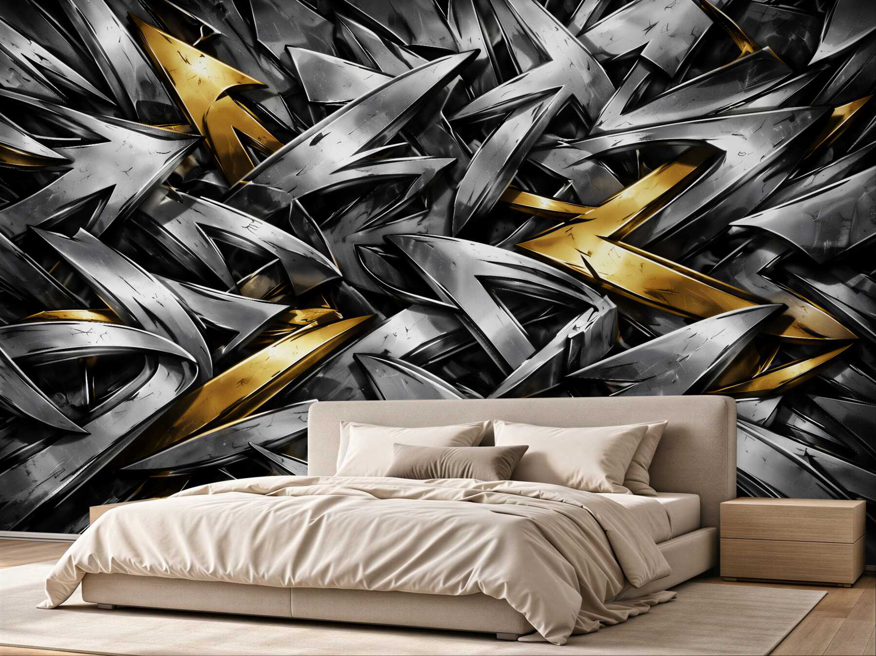 Fototapet Abstracție metalică aurie-argintie