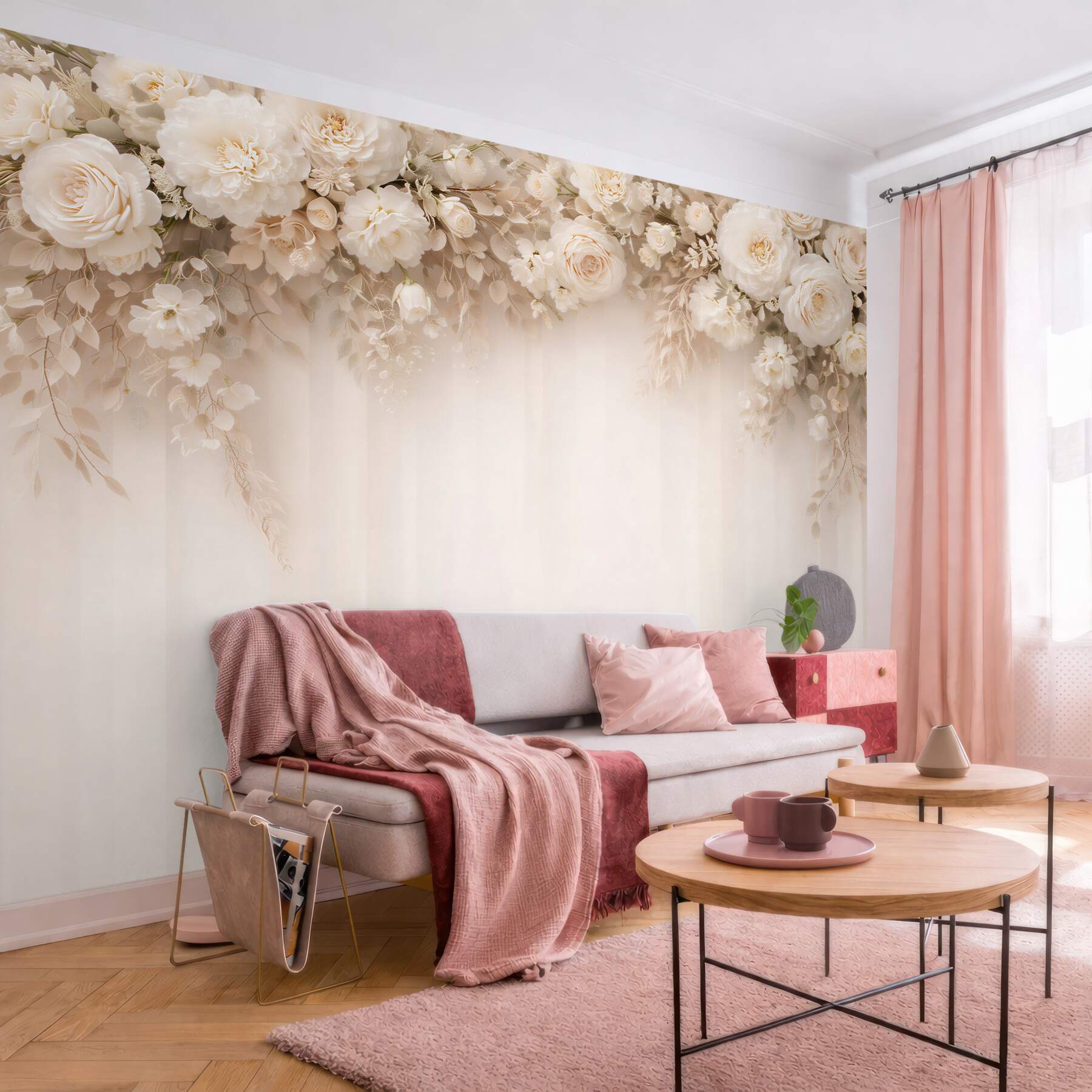 Fototapet Eleganță florală crem