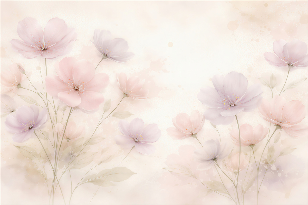 Fototapet Flori pastel în acuarelă