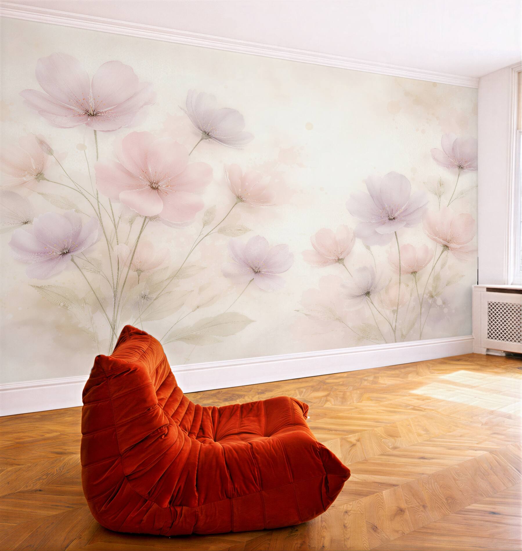 Fototapet Flori pastel în acuarelă