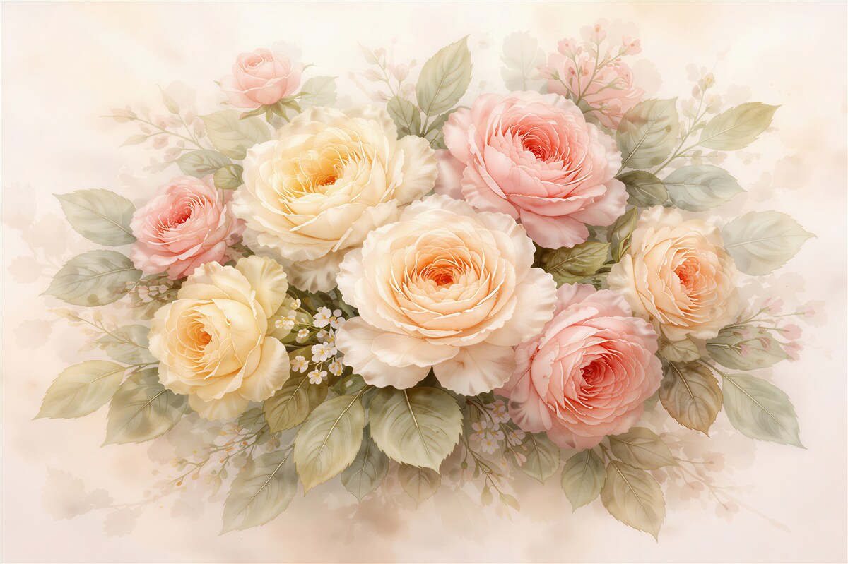 Fototapet Buchet pudrat de flori de trandafir