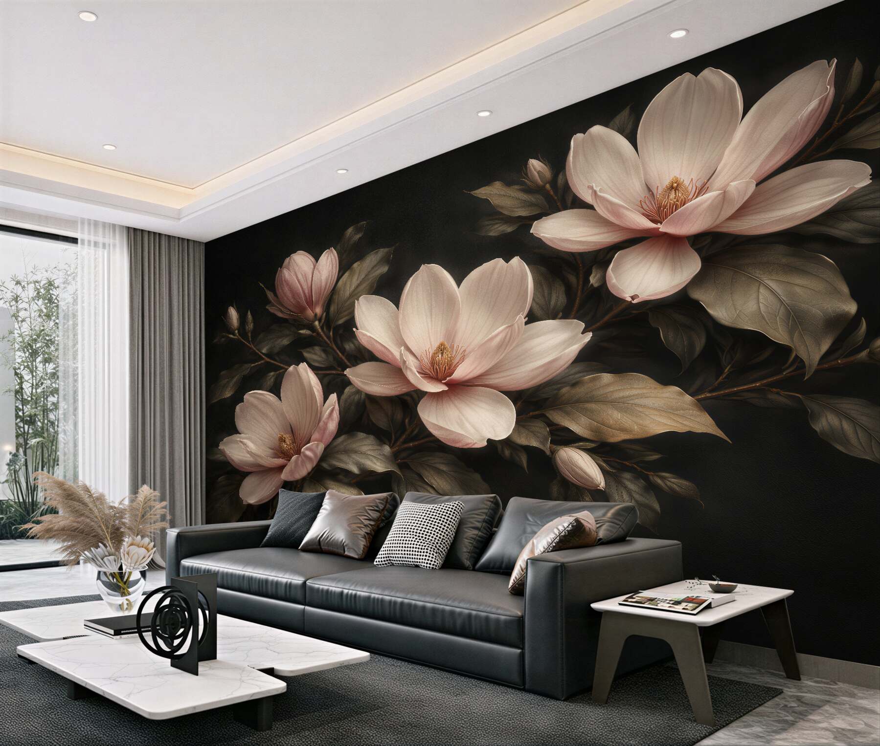 Fototapet Magnolii senzuale pe fundal închis