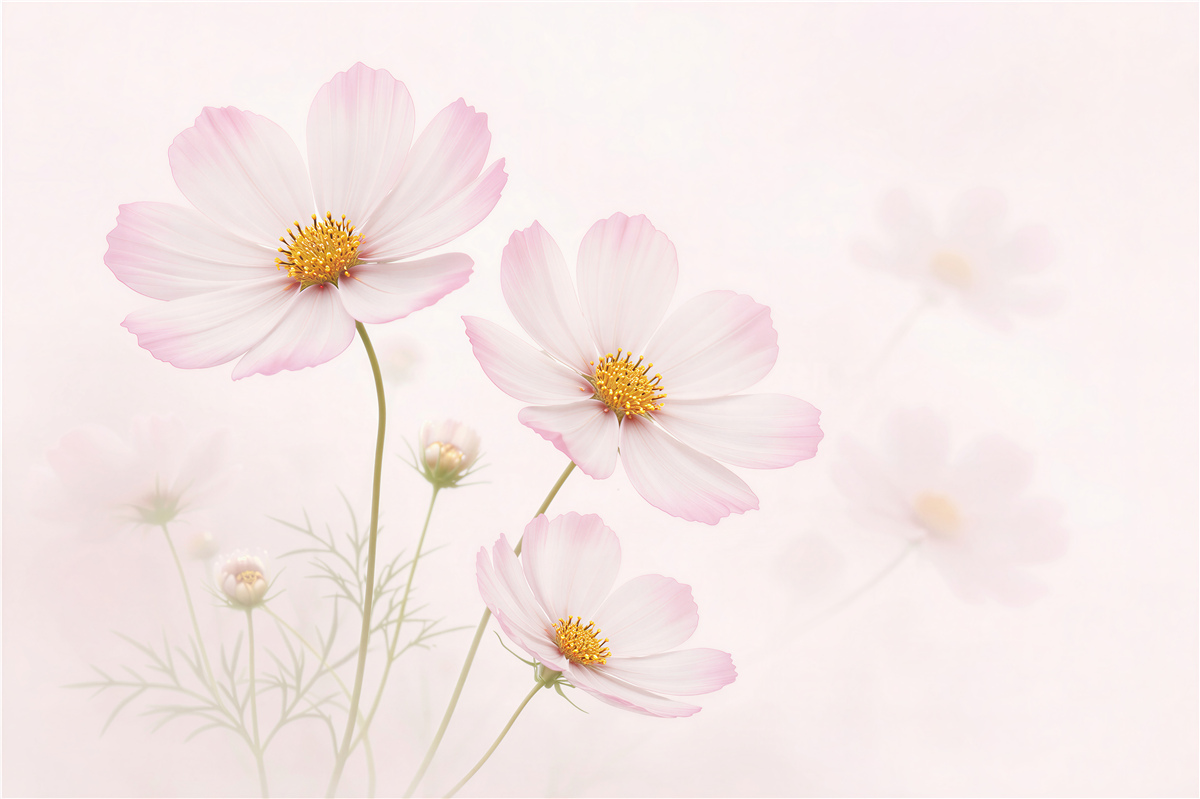 Fototapet Cosmos delicat pe fundal deschis