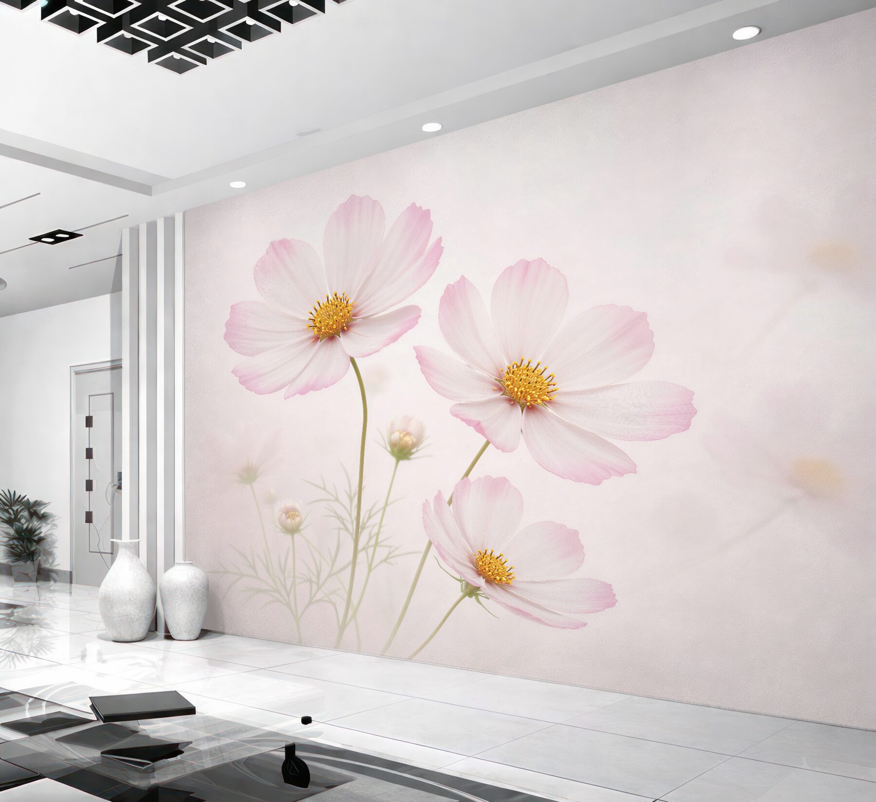 Fototapet Cosmos delicat pe fundal deschis