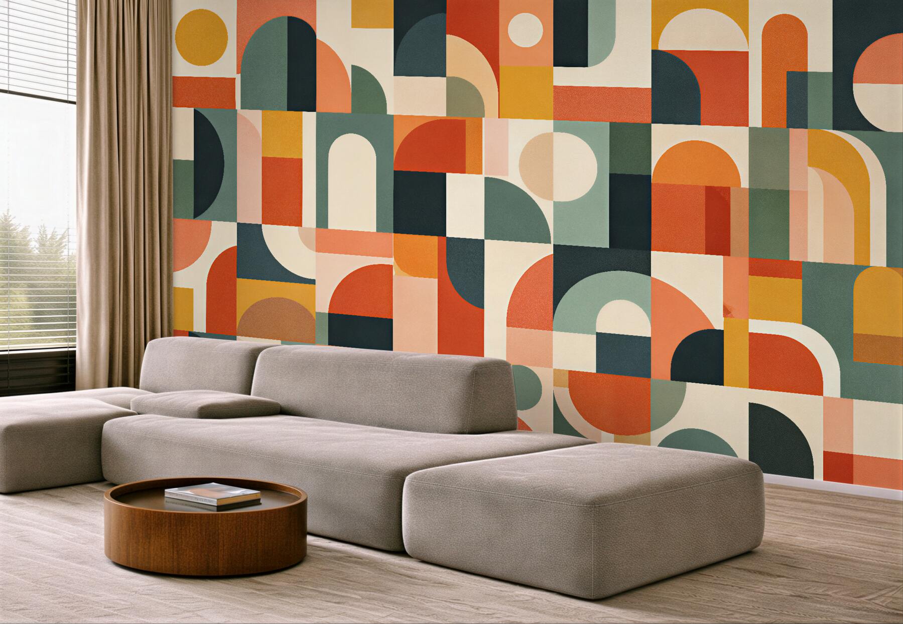 Fototapet Mozaic geometric în tonuri calde