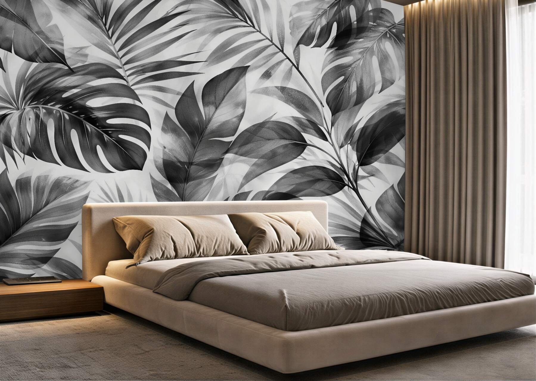 Fototapet Frunze tropicale monocromatice