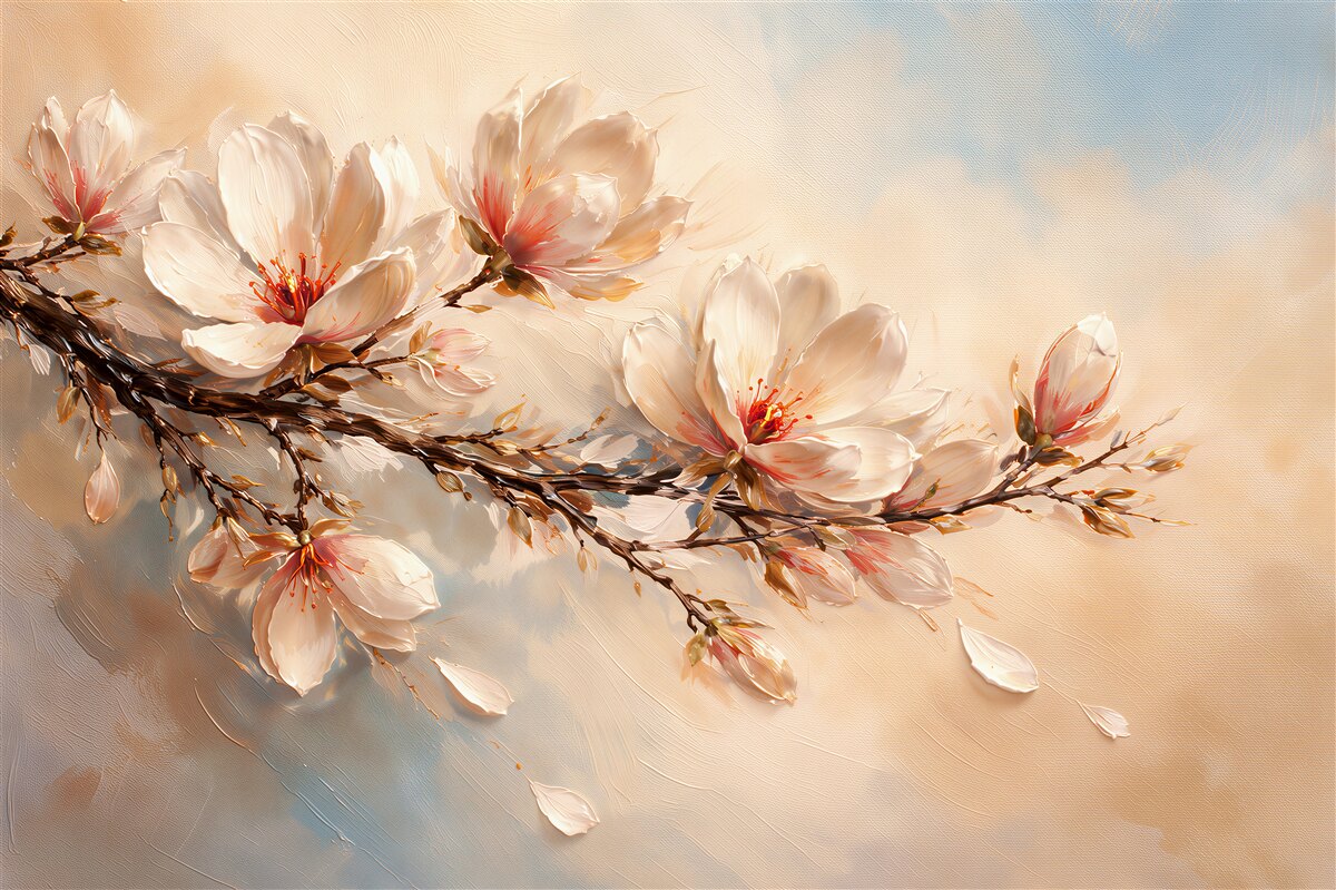Fototapet Ramură delicată de magnolie în lumină
