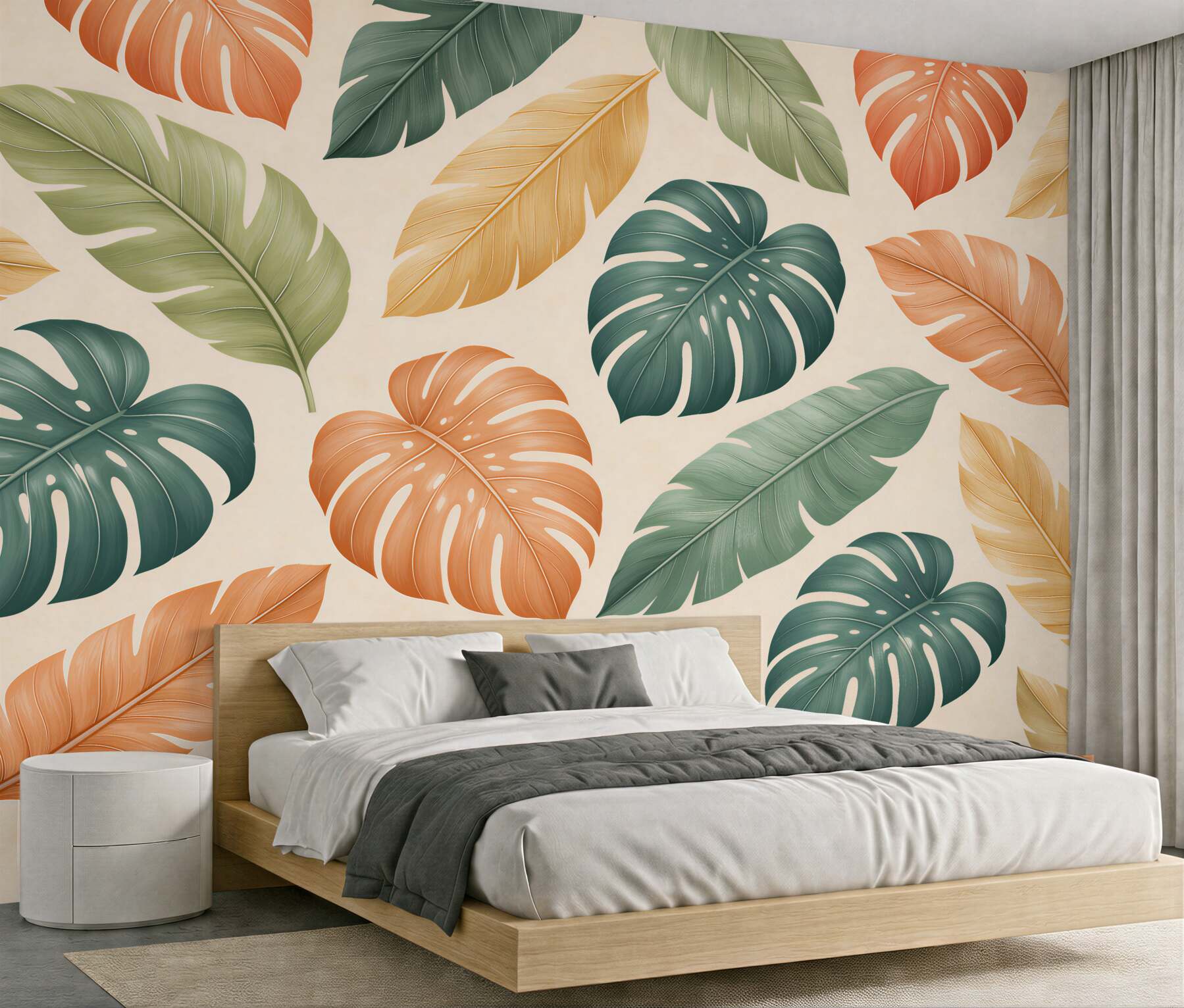 Fototapet Frunze tropicale în tonuri pastelate