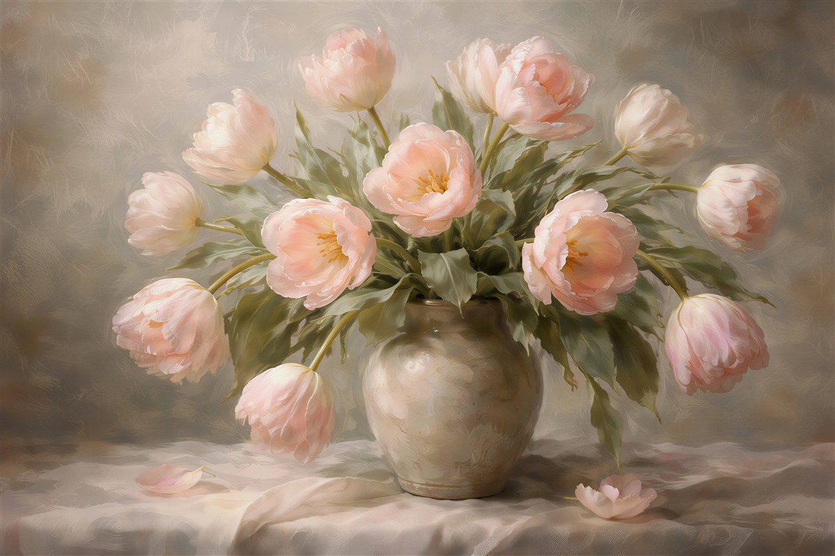 Fototapet Lalele pastel într-o vază