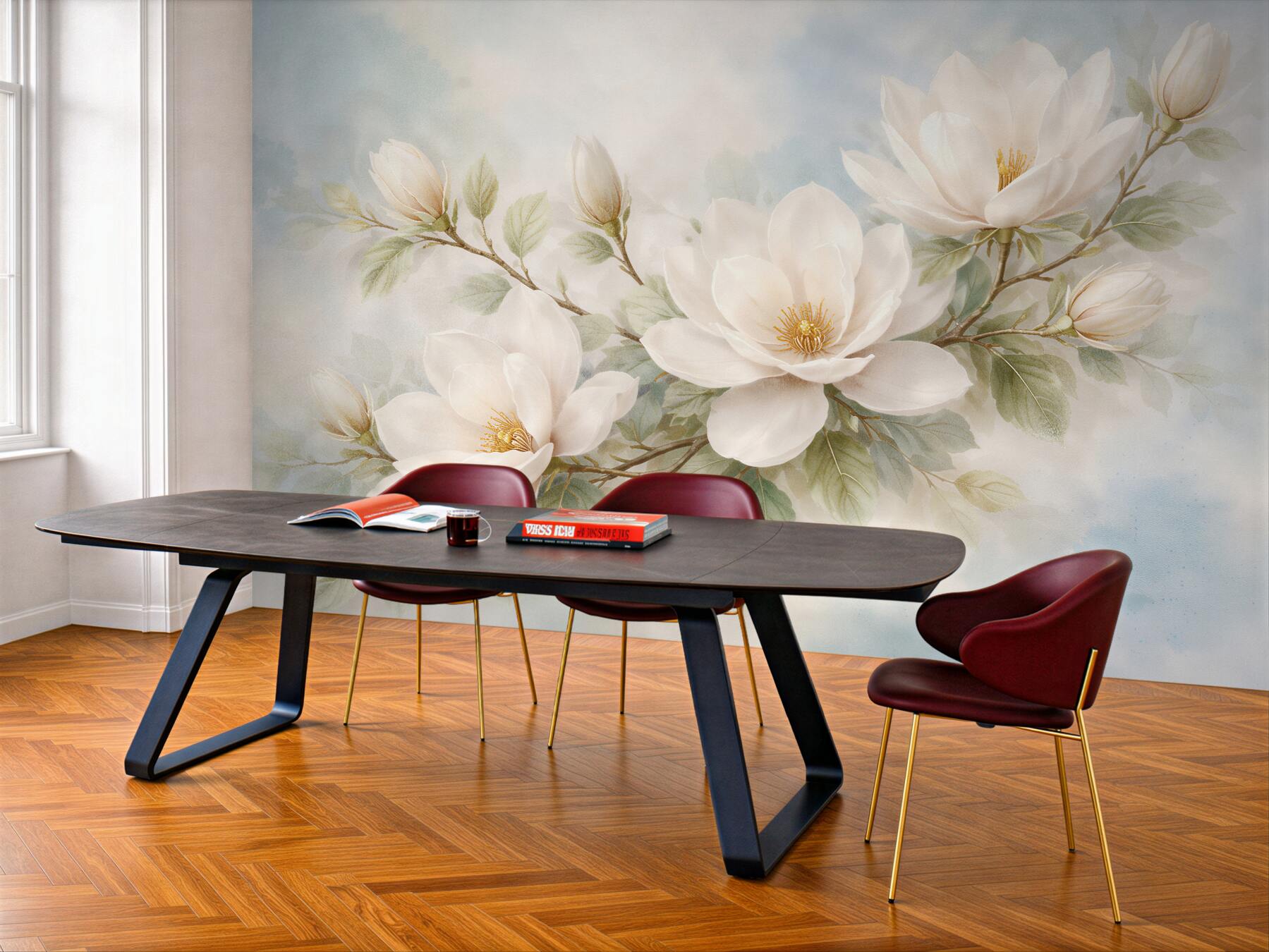 Fototapet Magnolii delicate în ceață pastelată