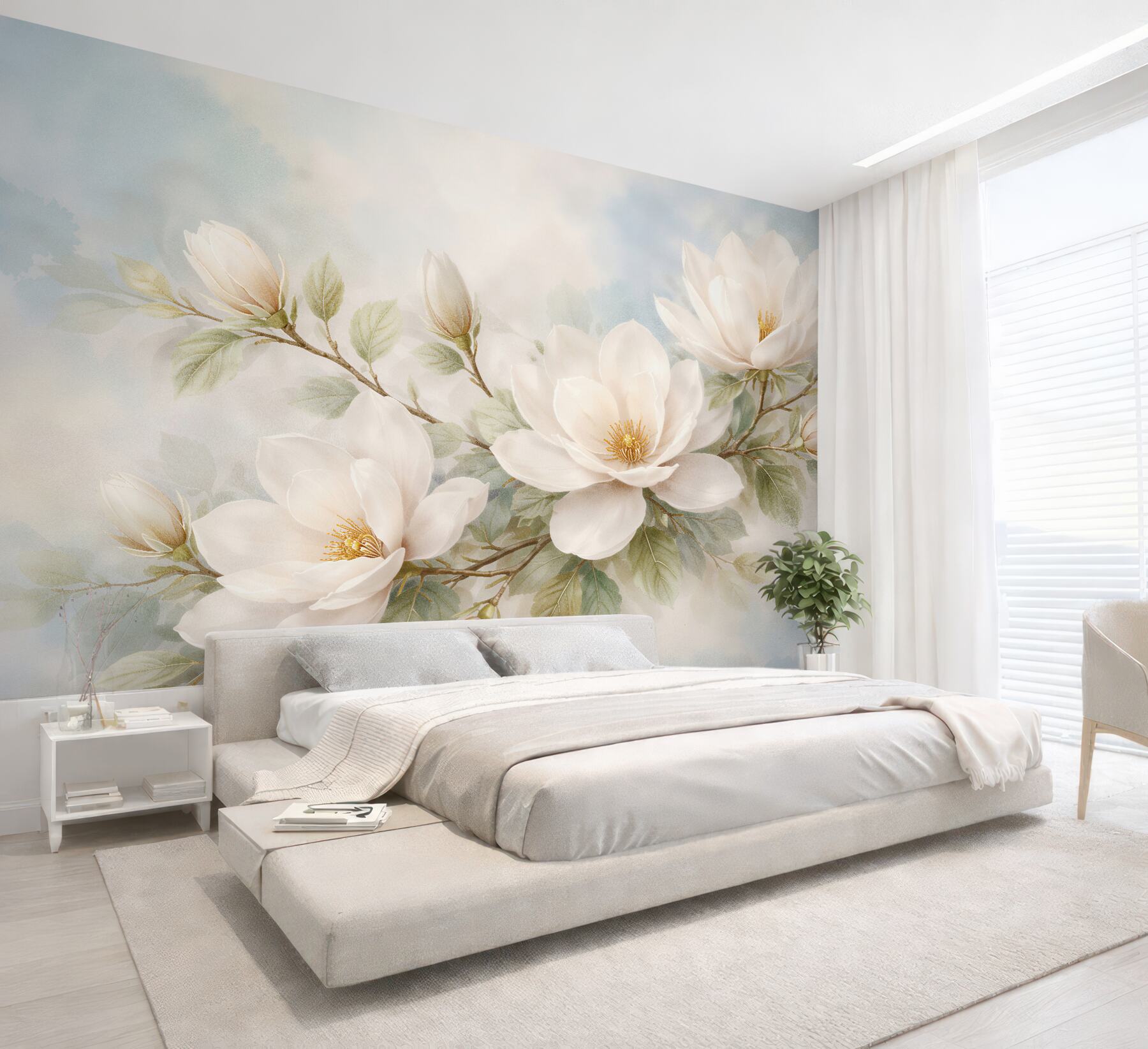 Fototapet Magnolii delicate în ceață pastelată