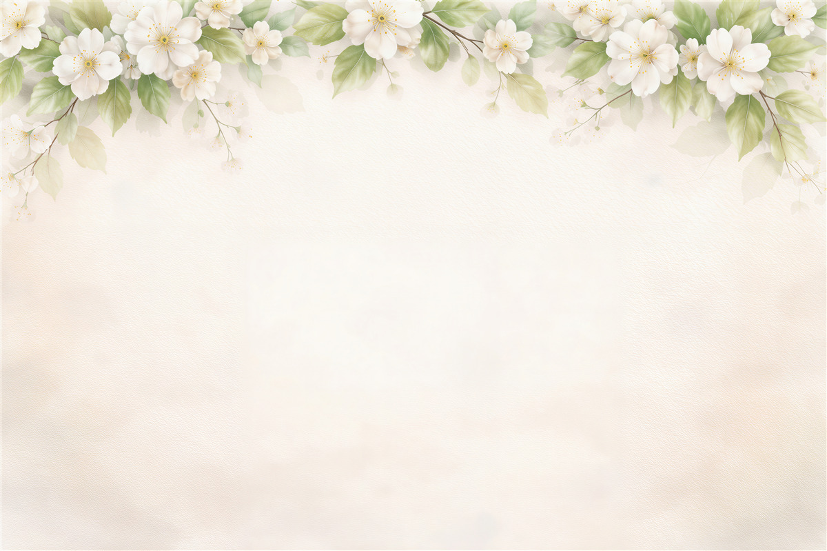 Fototapet Flori albe delicate și frunze verzi