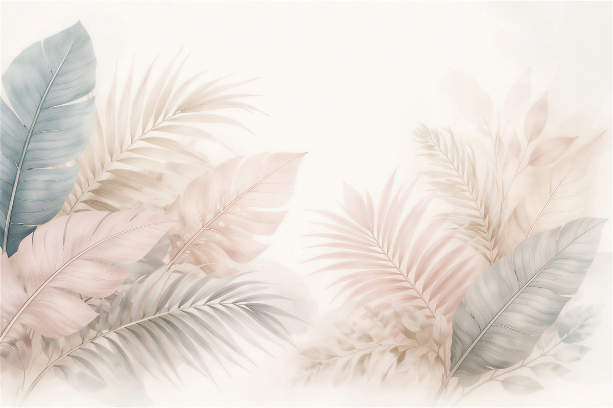 Fototapet Frunze tropicale pastelate