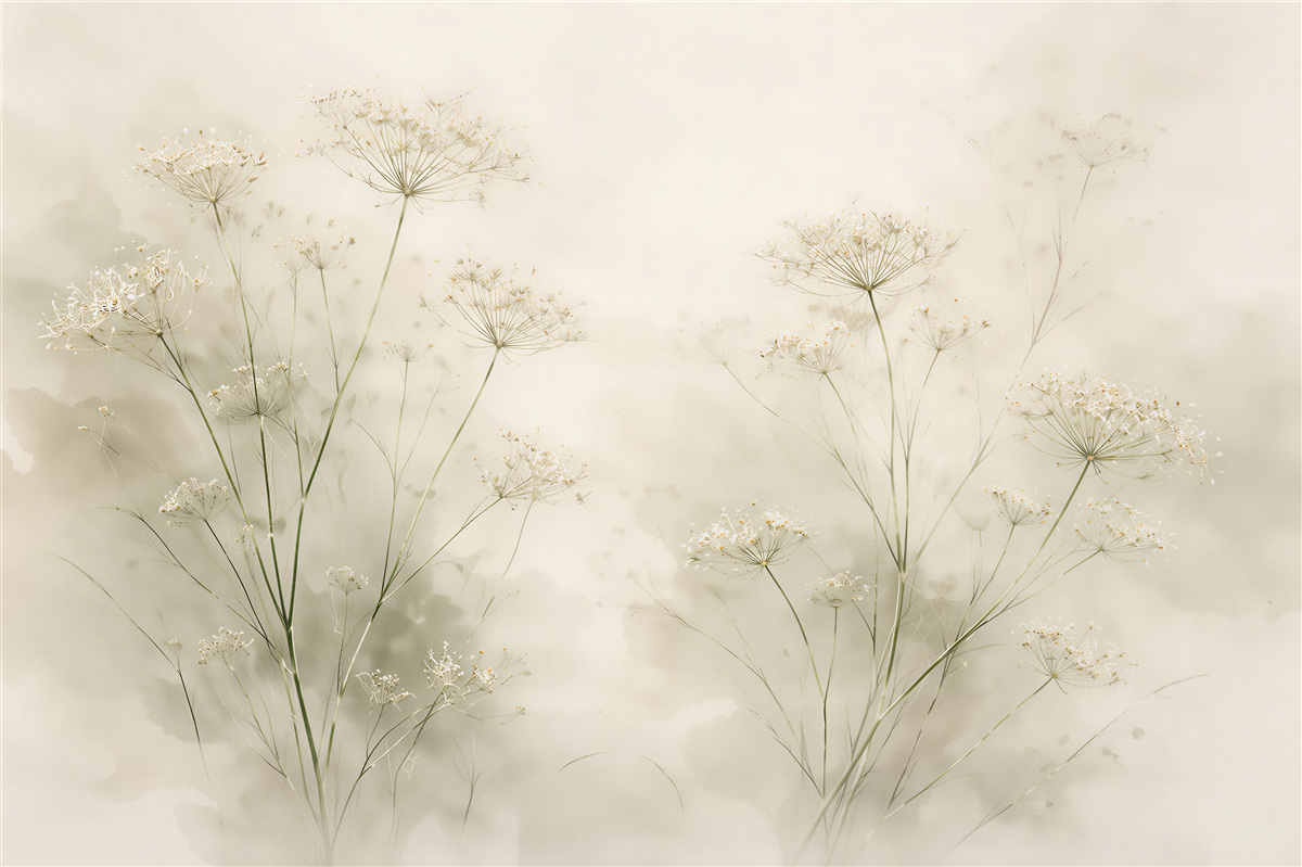 Fototapet Flori delicate în bej cețos