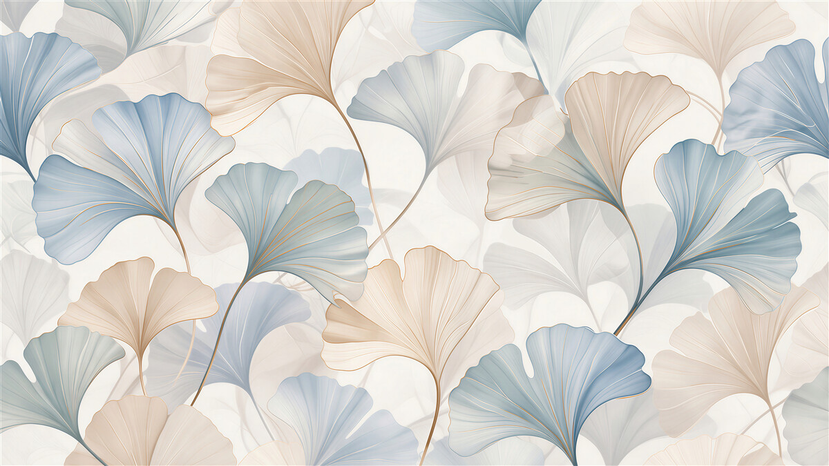 Fototapet Frunze de ginkgo pastelate în eleganță