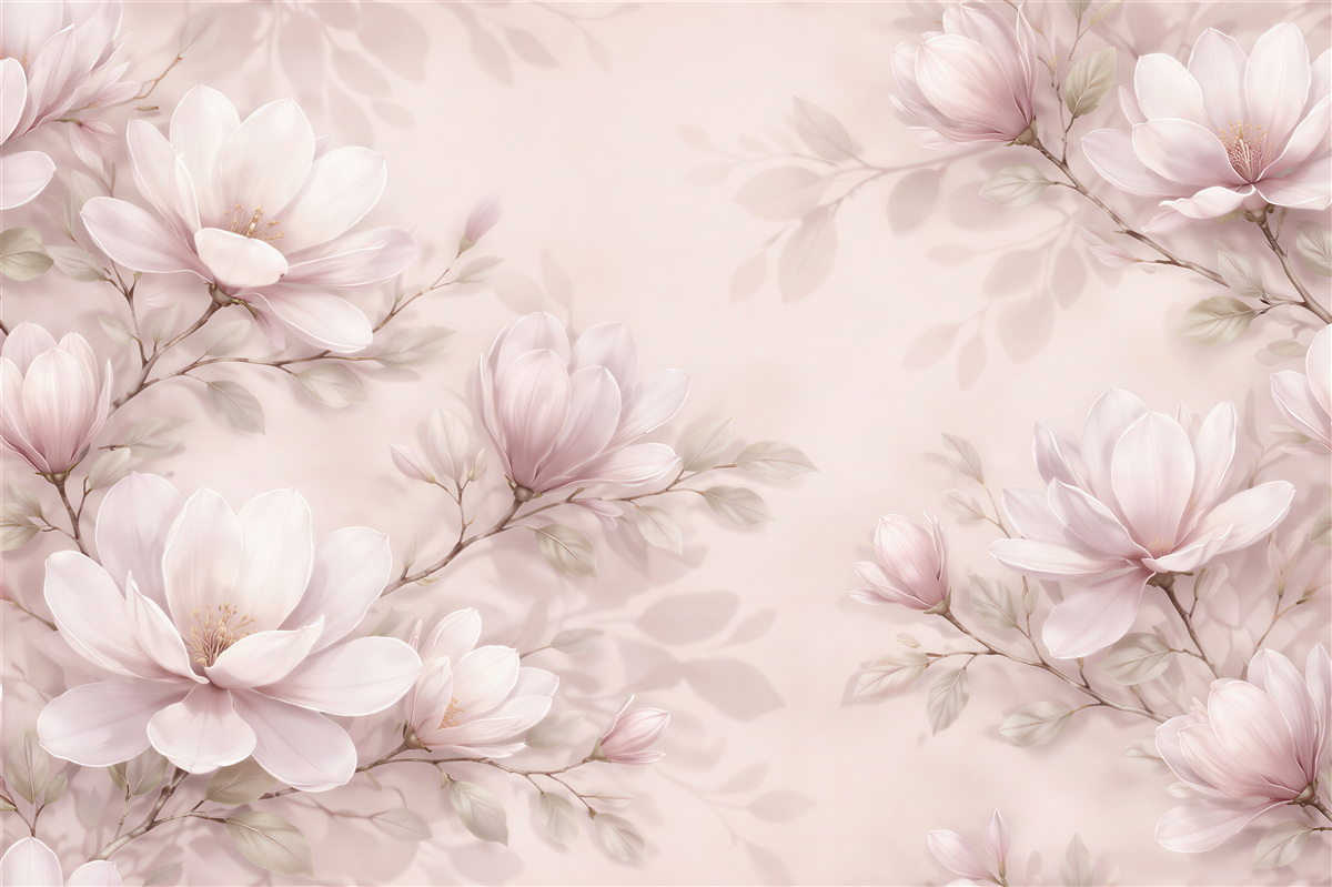 Fototapet Magnolii delicate pe fundal pudrat