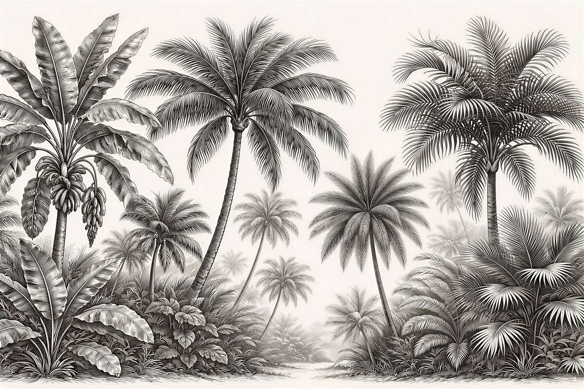 Fototapet Palmieri tropicali în desen
