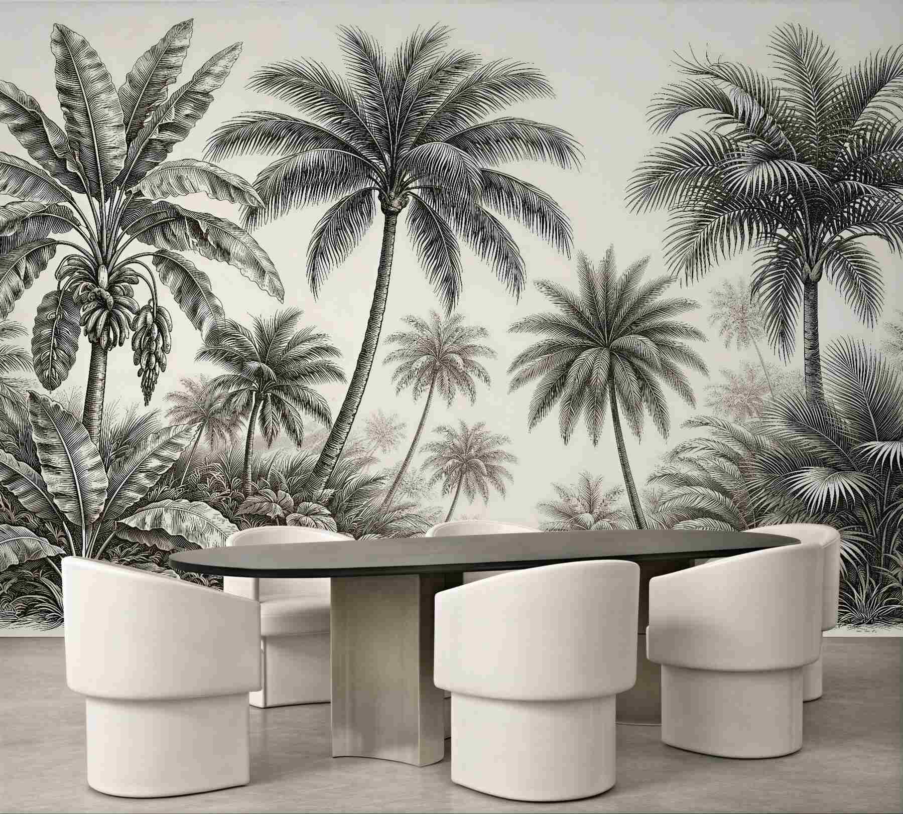 Fototapet Palmieri tropicali în desen