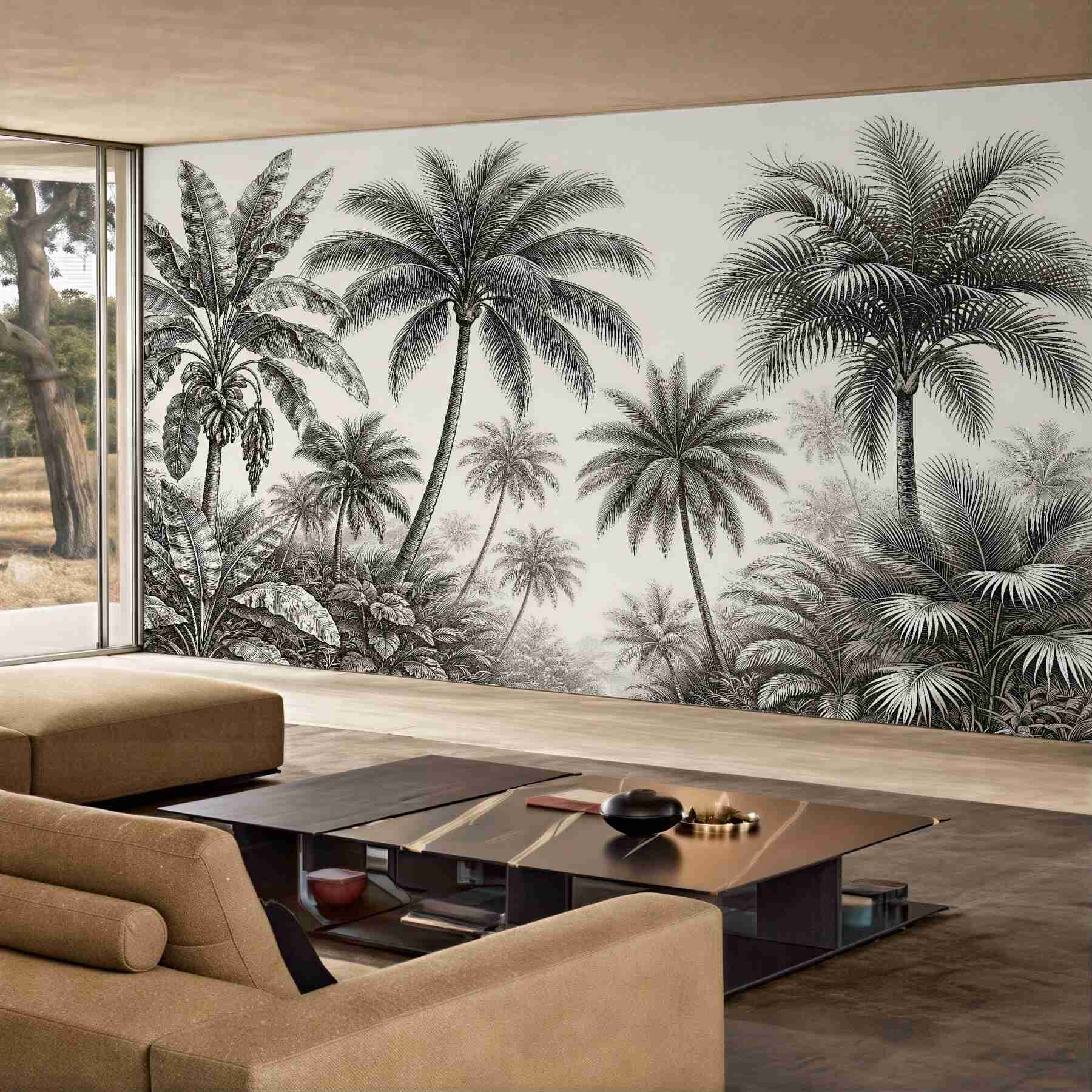 Fototapet Palmieri tropicali în desen