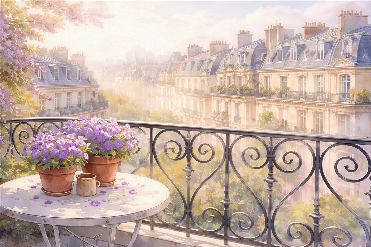 Fototapet Balcon romantic deasupra Parisului