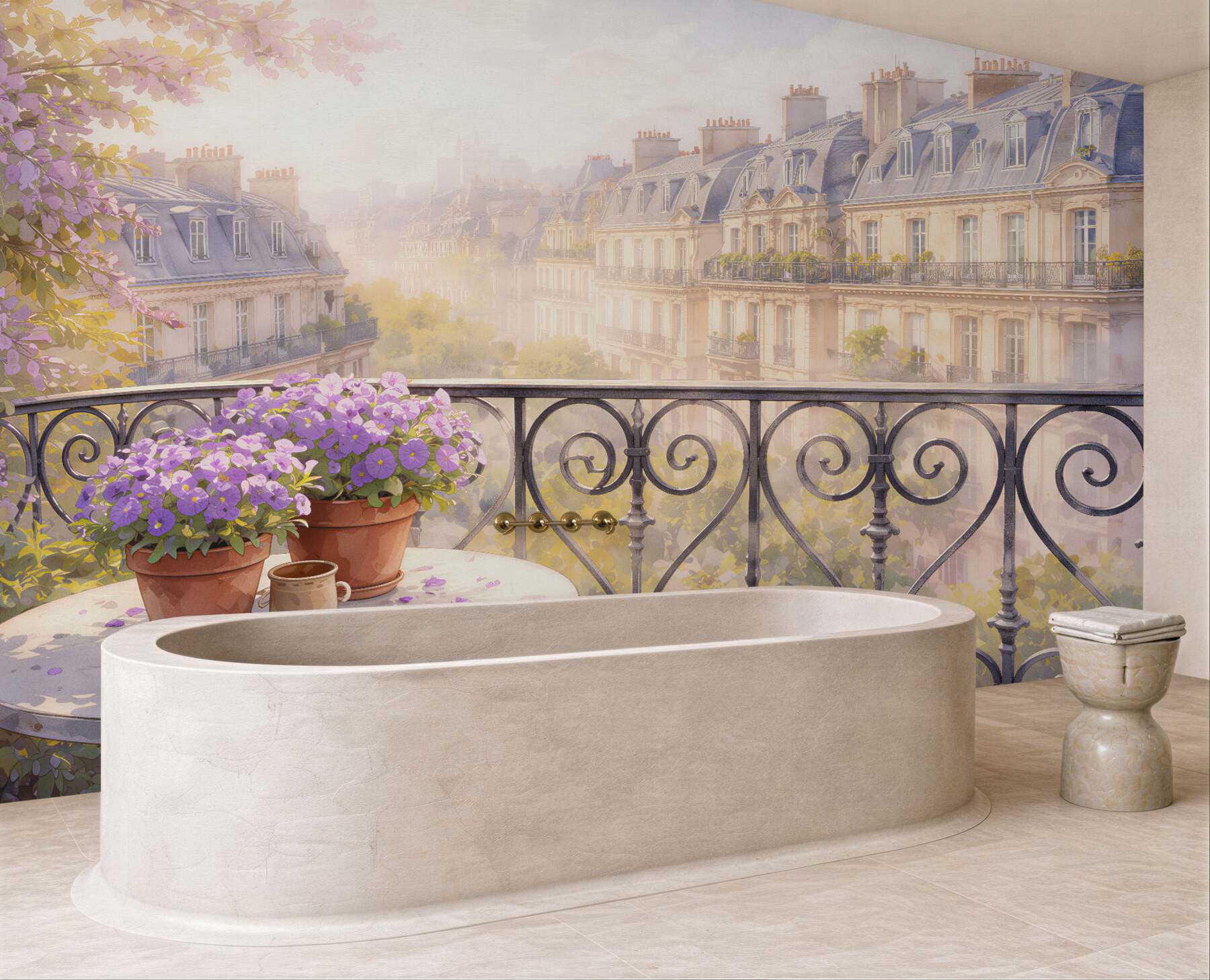 Fototapet Balcon romantic deasupra Parisului