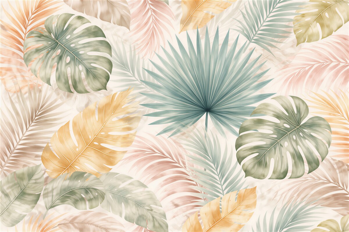 Fototapet Frunze tropicale pastelate