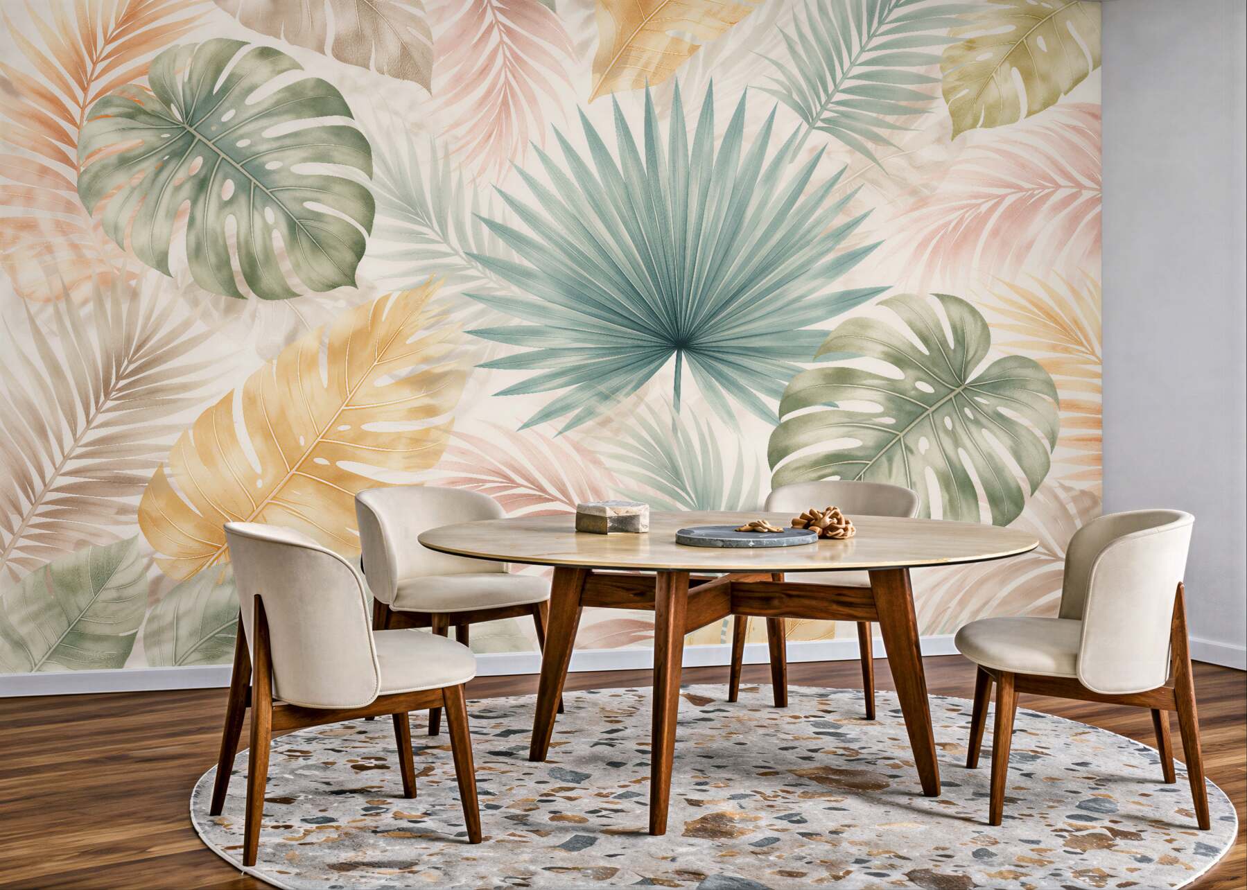 Fototapet Frunze tropicale pastelate
